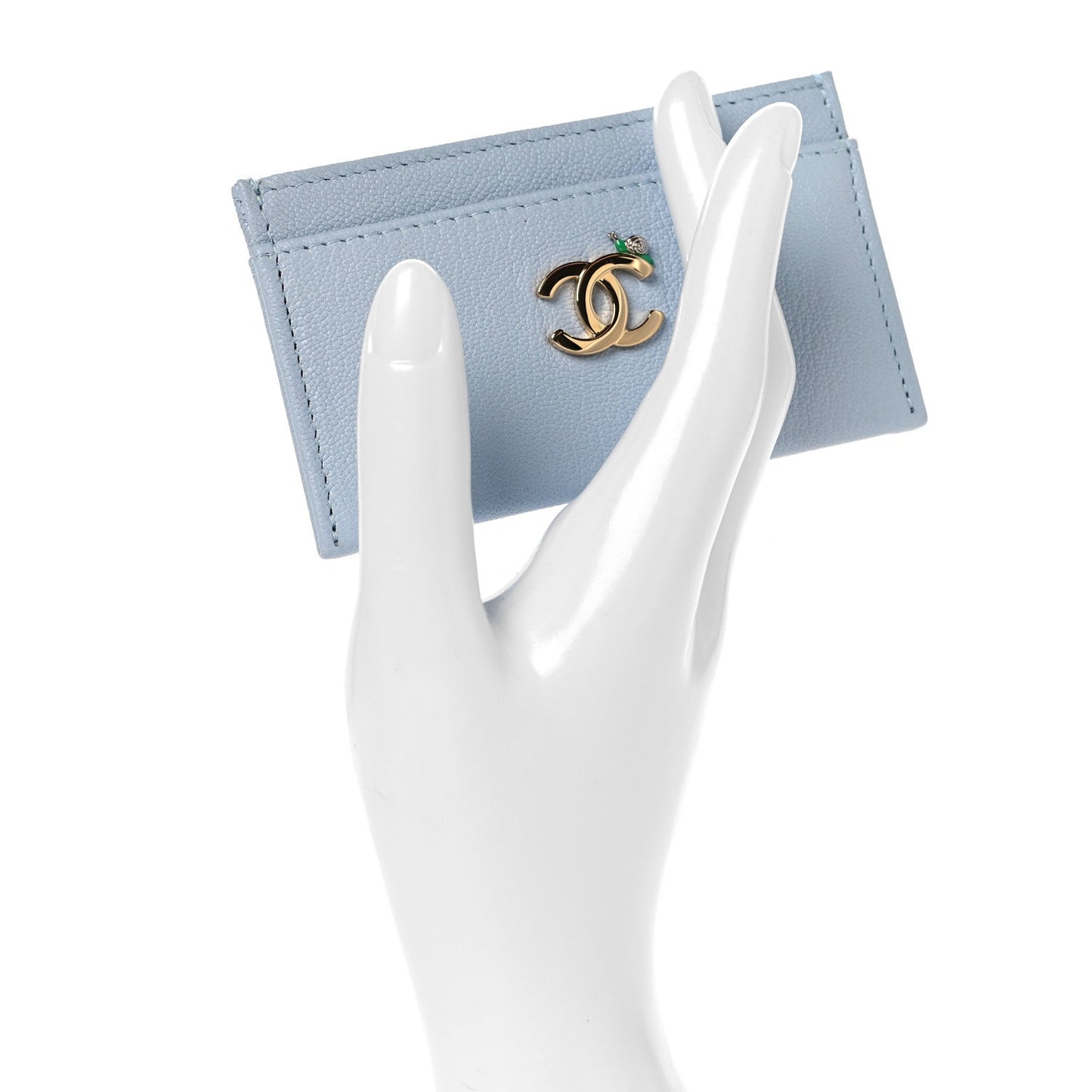 Grained Goatskin CC Snail Card Holder Light Blue