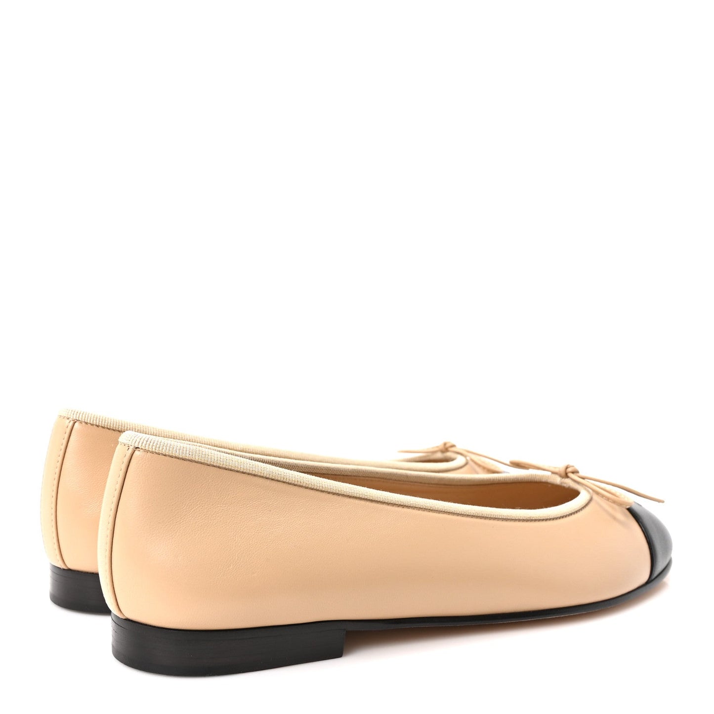 Lambskin Cap Toe CC Ballerina Flats 39.5 Beige Black