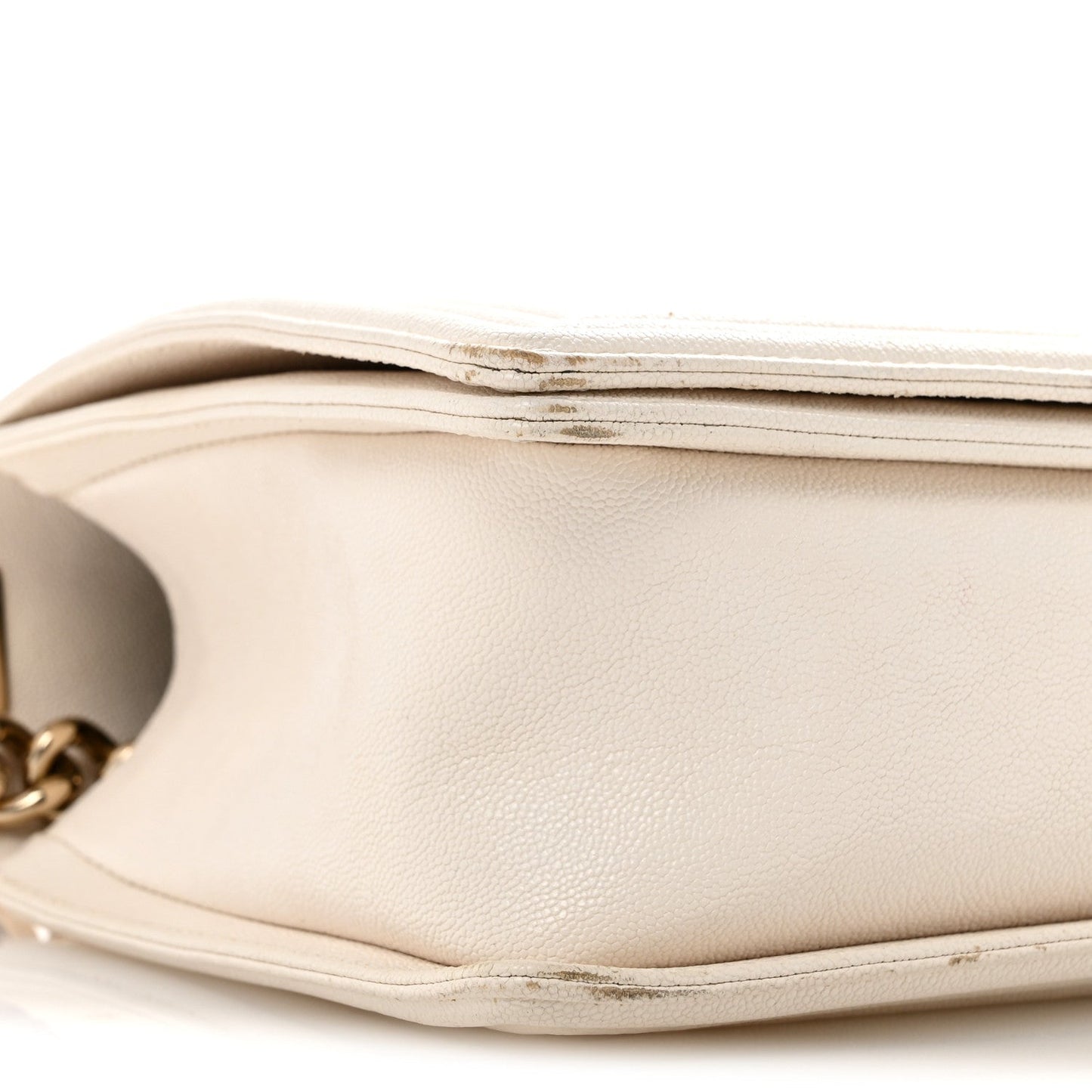 Caviar Quilted New Medium Boy Flap White