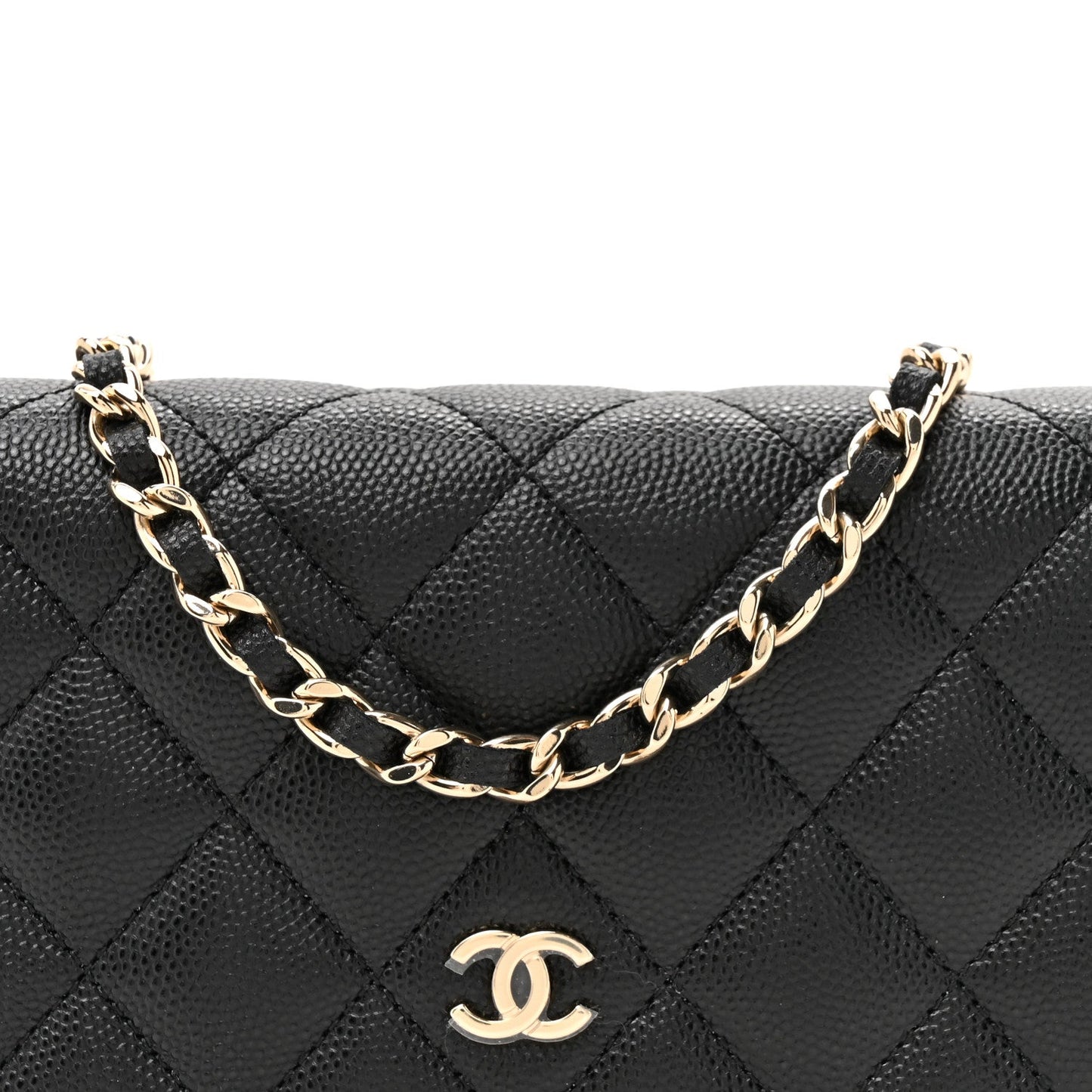 Caviar Quilted Mini Wallet On Chain WOC Black