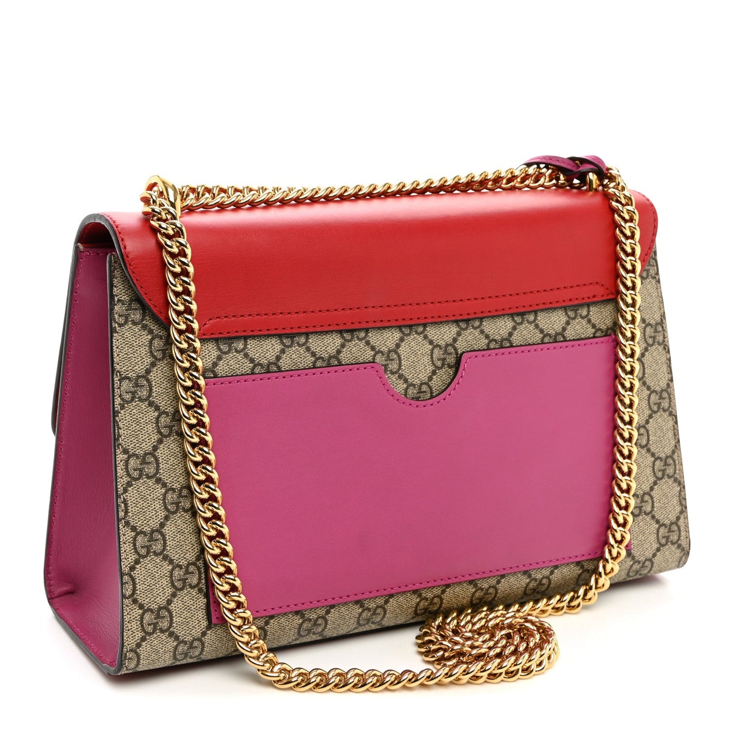 GG Supreme Monogram Calfskin Medium Padlock Shoulder Bag Beige Hibiscus Red New Rosette