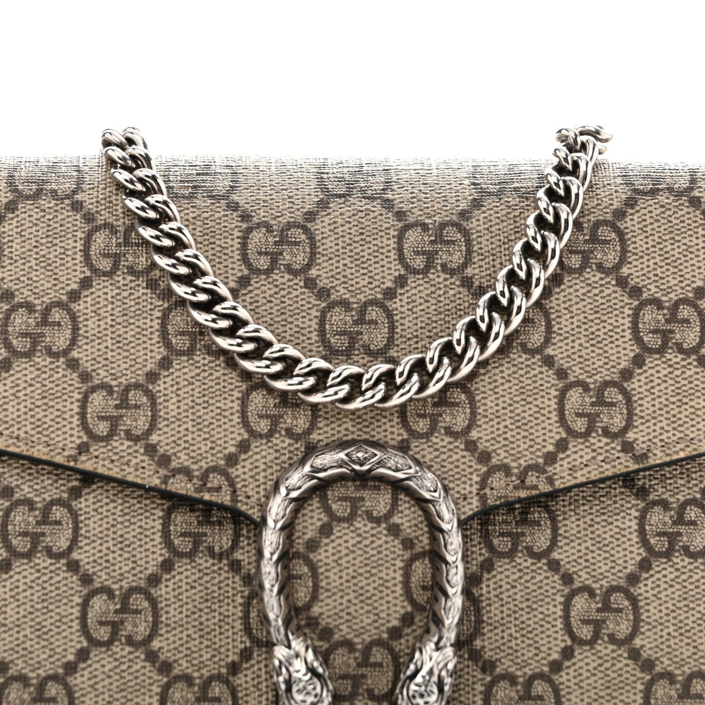 GG Supreme Monogram Mini Dionysus Chain Wallet Beige Black