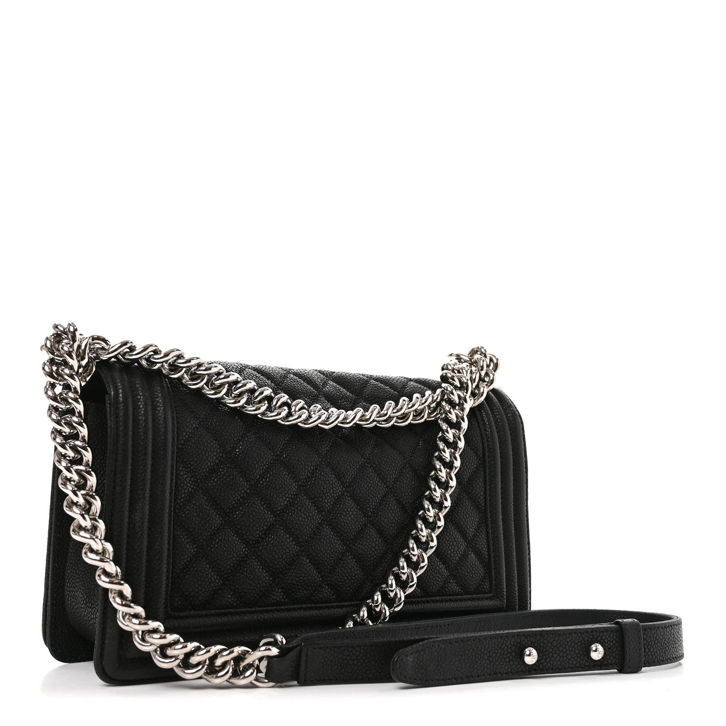 Iridescent Caviar Quilted Medium Boy Flap Black