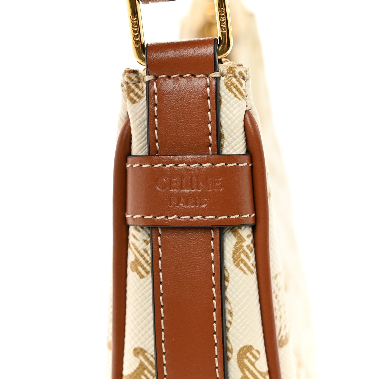 Canvas Calfskin Mini Ava Triomphe Shoulder Bag White
