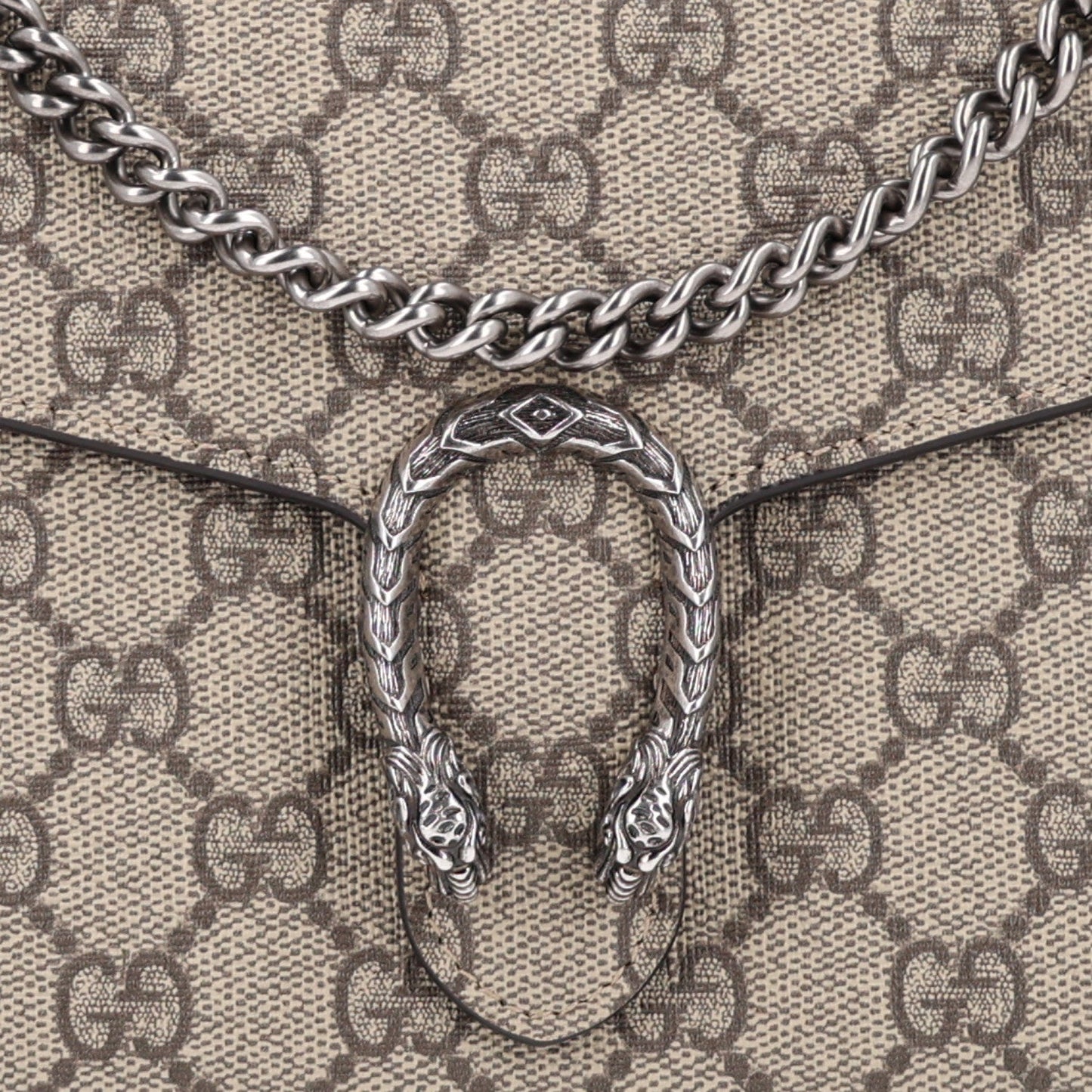 GG Supreme Monogram Mini Dionysus Chain Wallet Beige Vulcanic Red