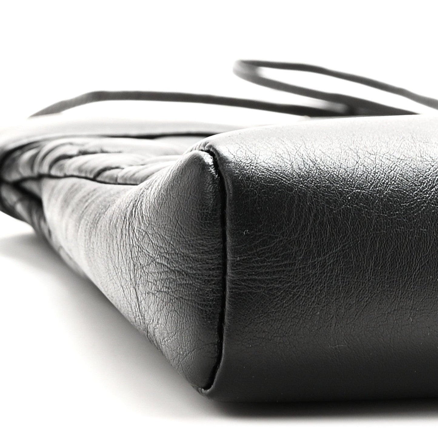 Shiny Crumpled Calfskin Quilted Mini 31 Shopping Bag Black