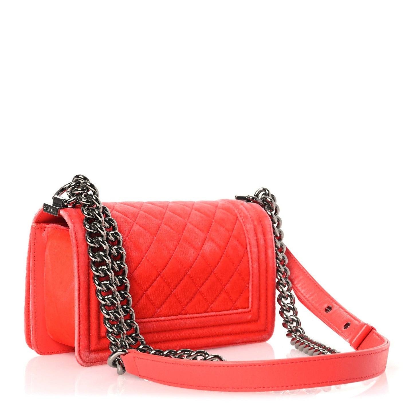 Velvet Quilted Small Boy Flap Coral
