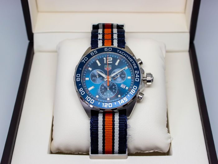 Tag Heuer Formula 1 Chronograph 43mm Blue Dial NATO Strap Watch for Men - CAZ1014.FC8196