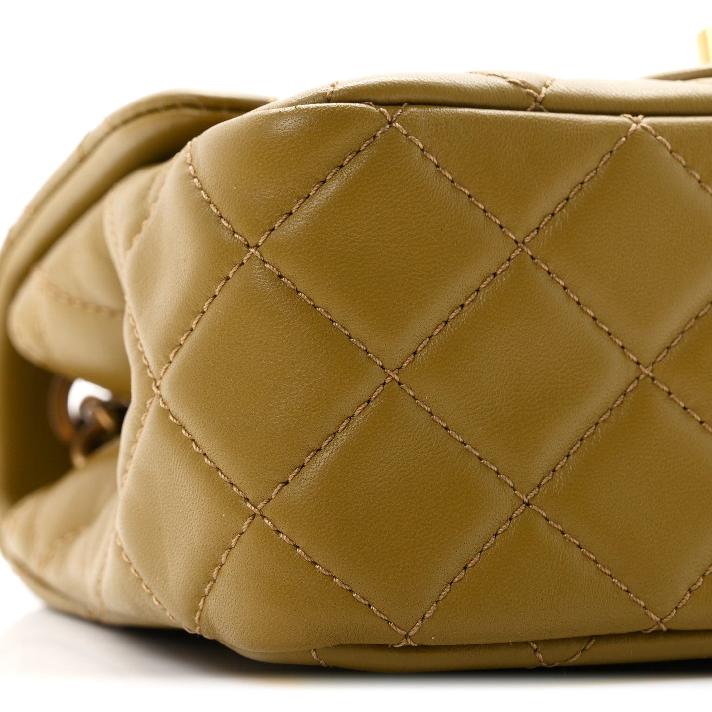 Lambskin Quilted Mini Pearl Crush Flap Green