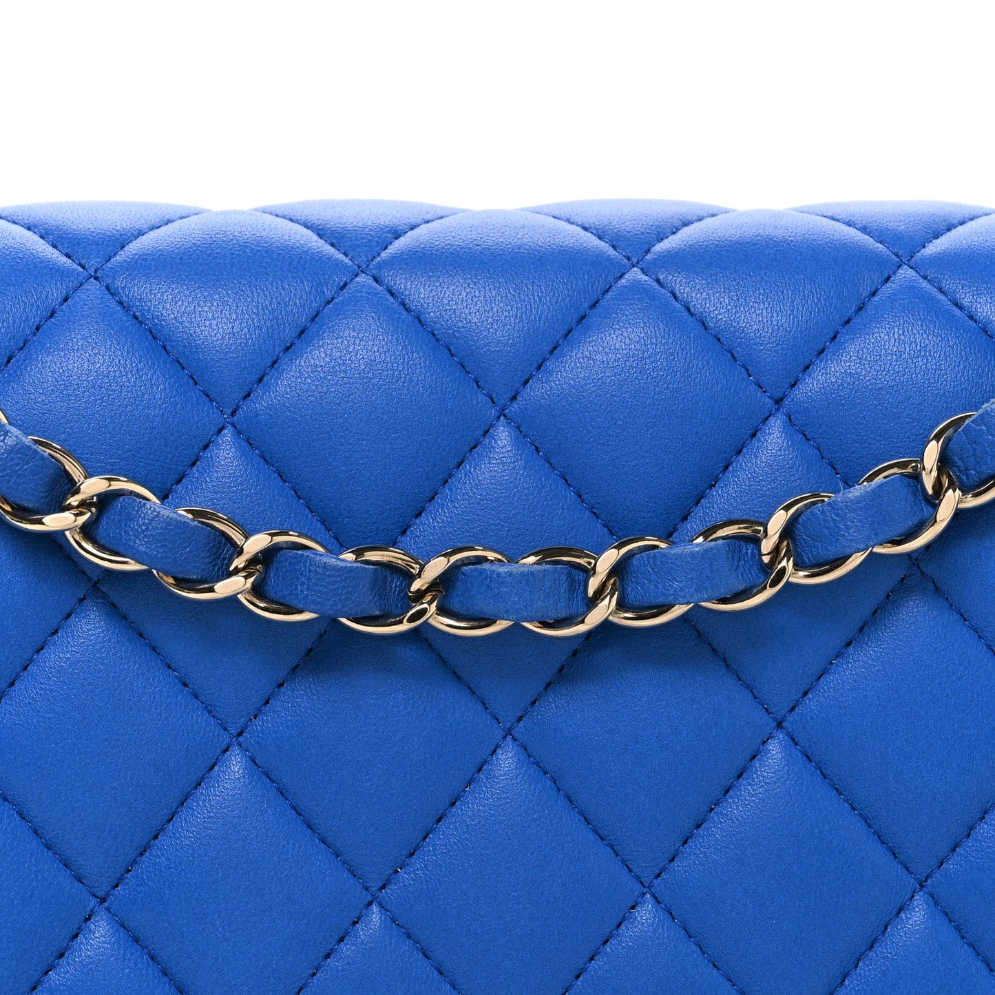 Lambskin Quilted Medium Double Flap Blue