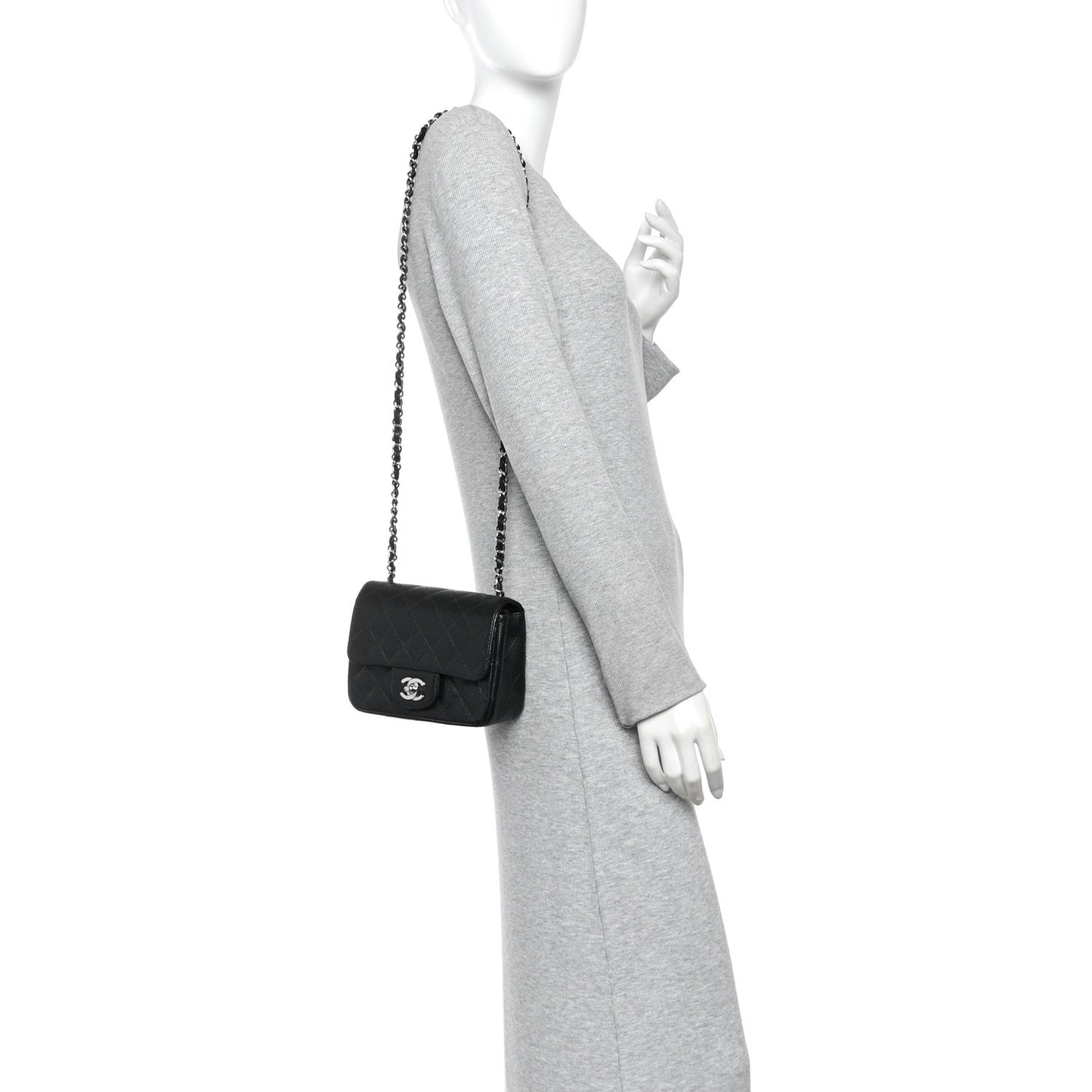 Caviar Quilted Mini Square Flap Black