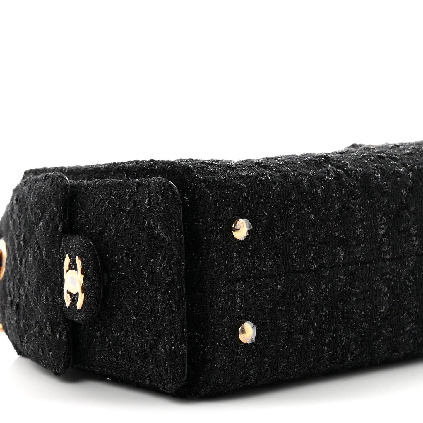 Tweed Quilted Mini Chanel 25 Handbag Black