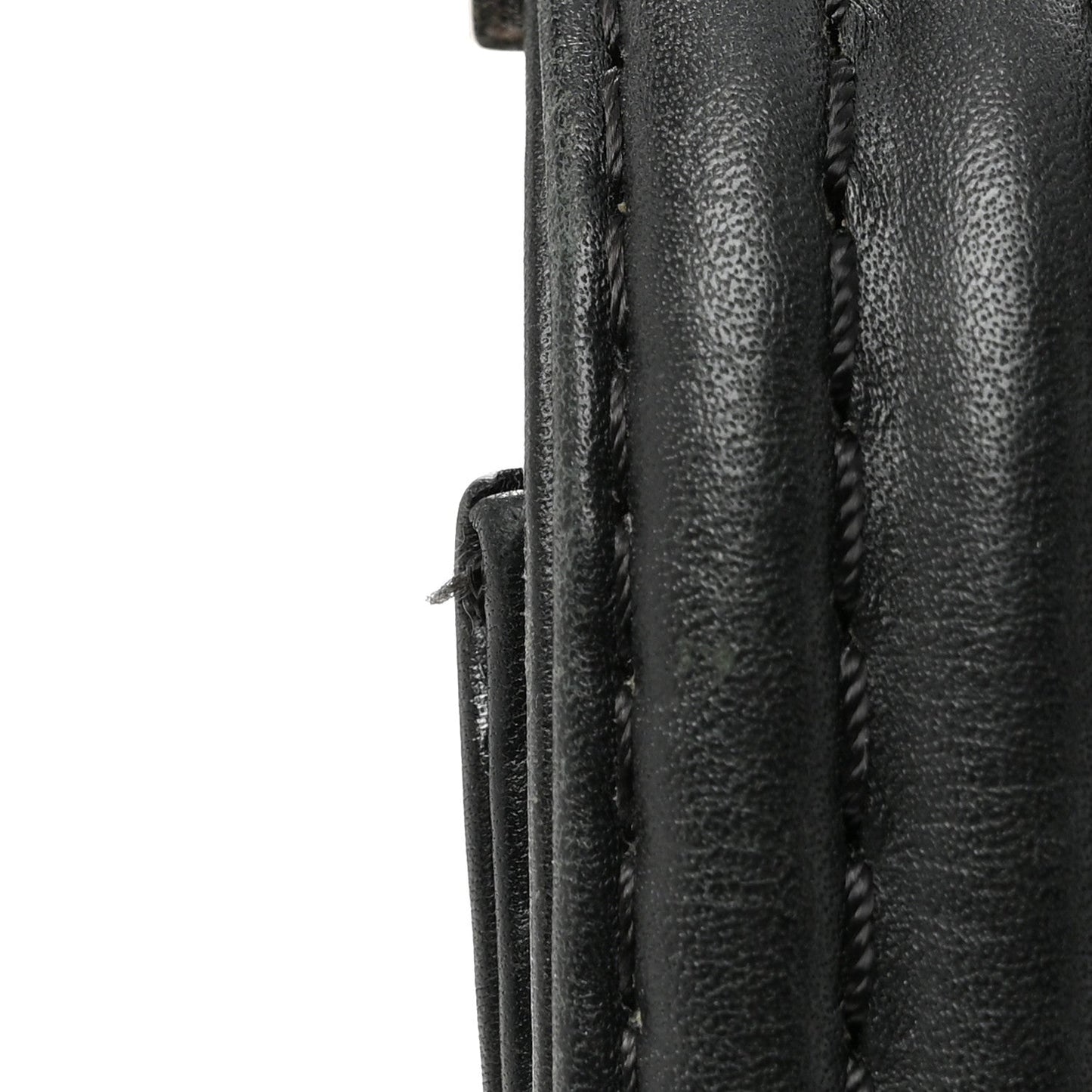 Calfskin Double Stitch Large Boy Flap Black