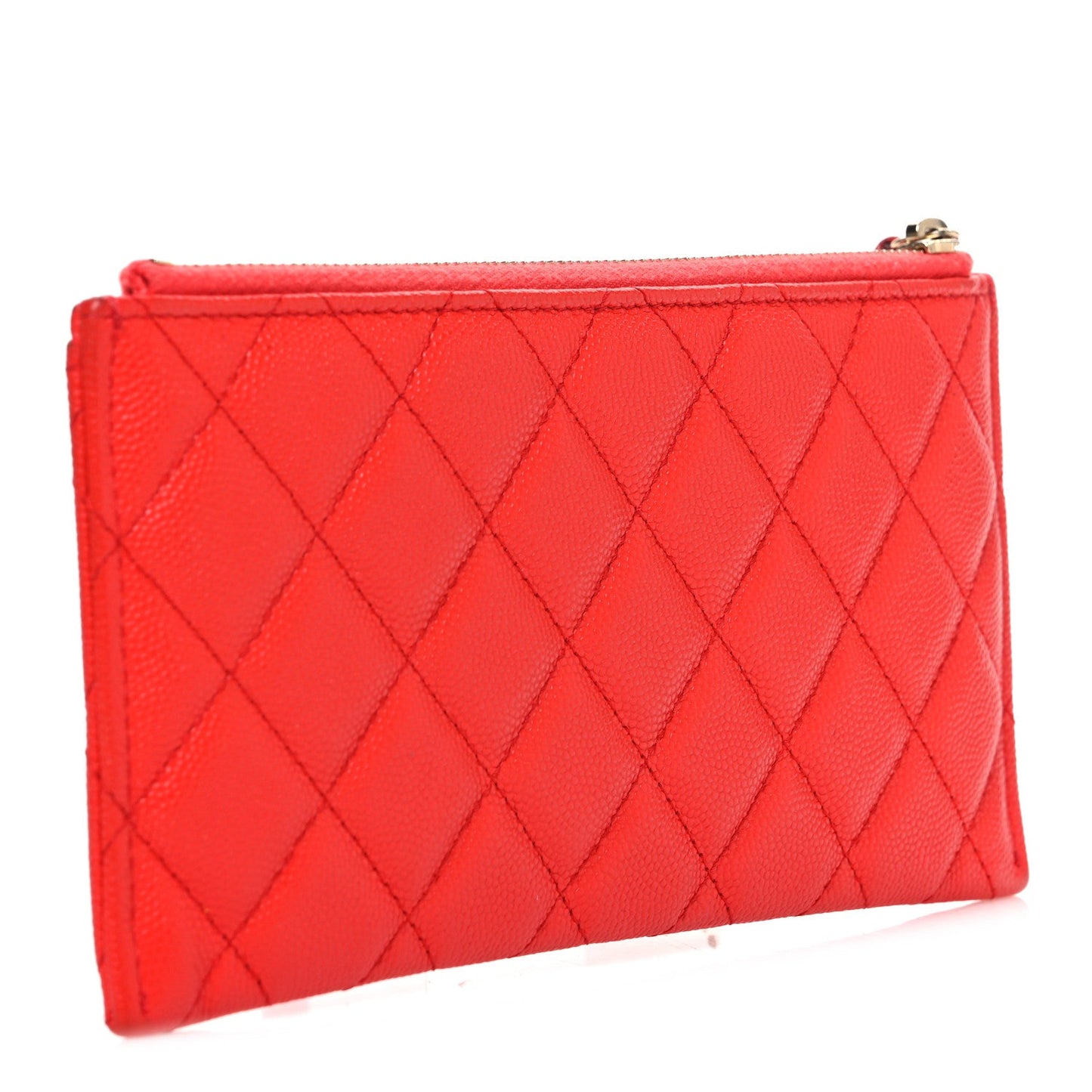 Caviar Quilted Classic Zip Pouch Red
