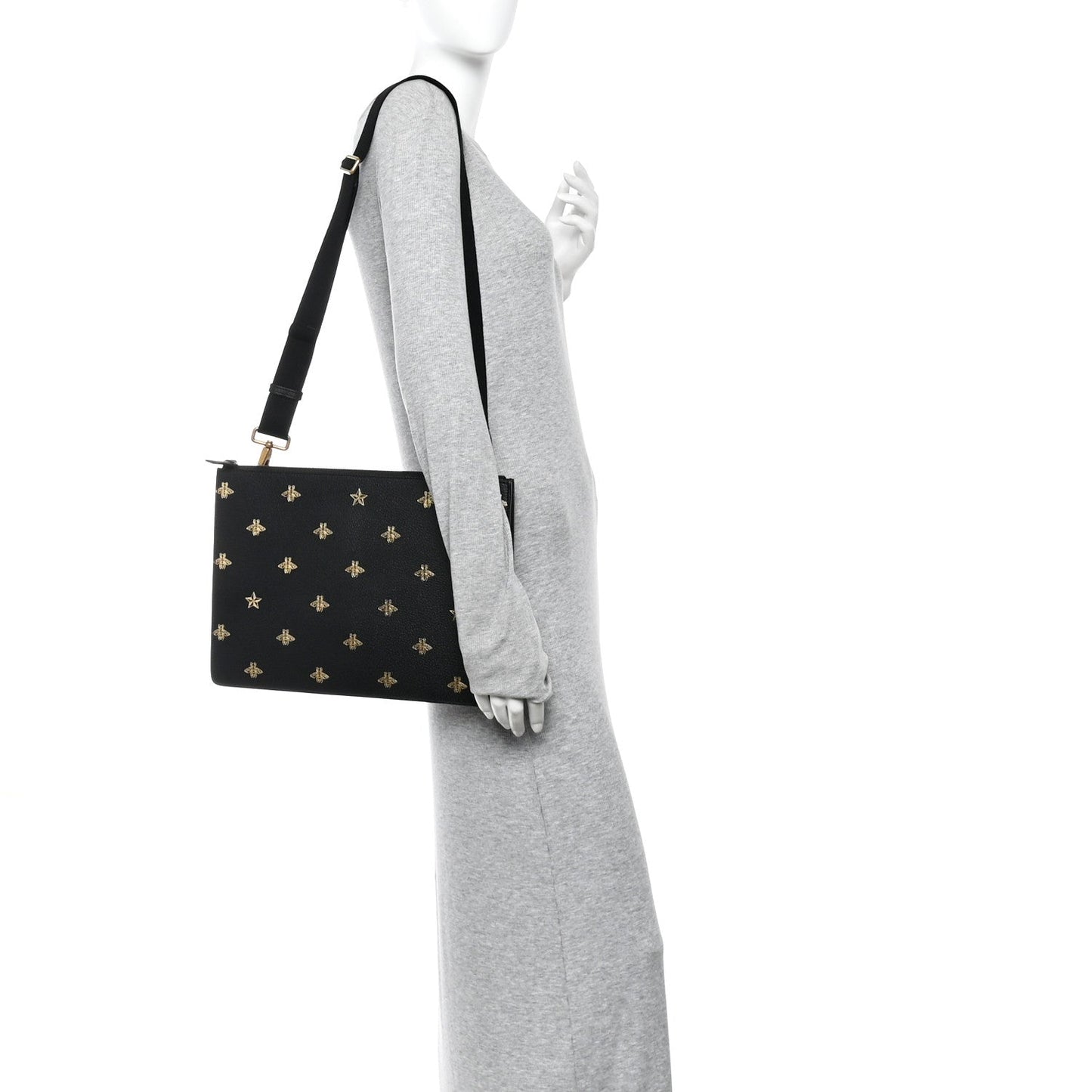 Grained Calfskin Bee Star Messenger Black