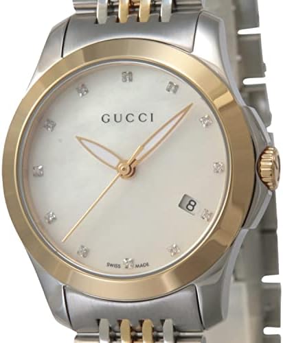 Gucci G Timeless Diamonds Mother of Pearl Dial Two Tone Mesh Bracelet Watch for Women - YA126513