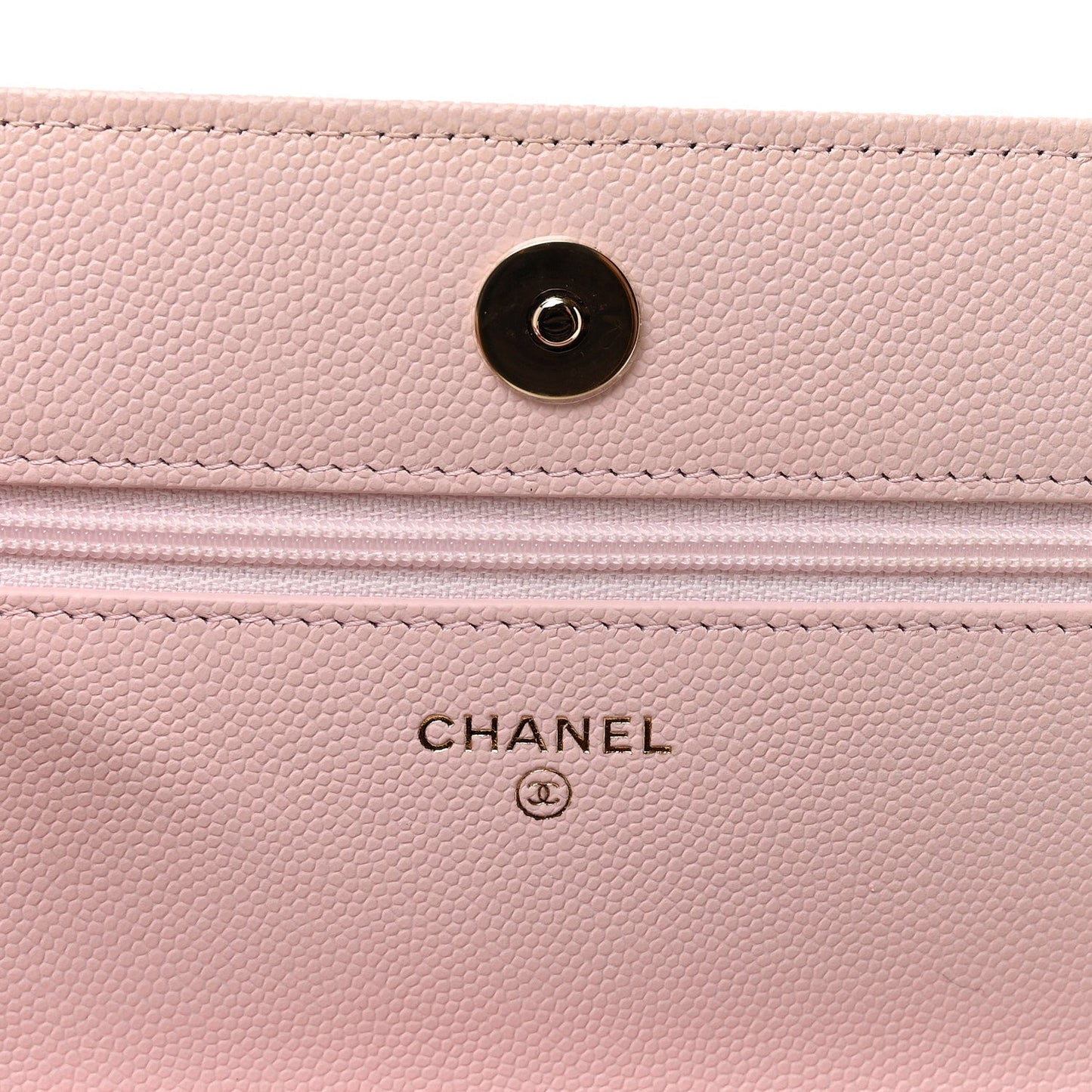 Caviar Quilted Crystal CC Wallet On Chain WOC Light Pink