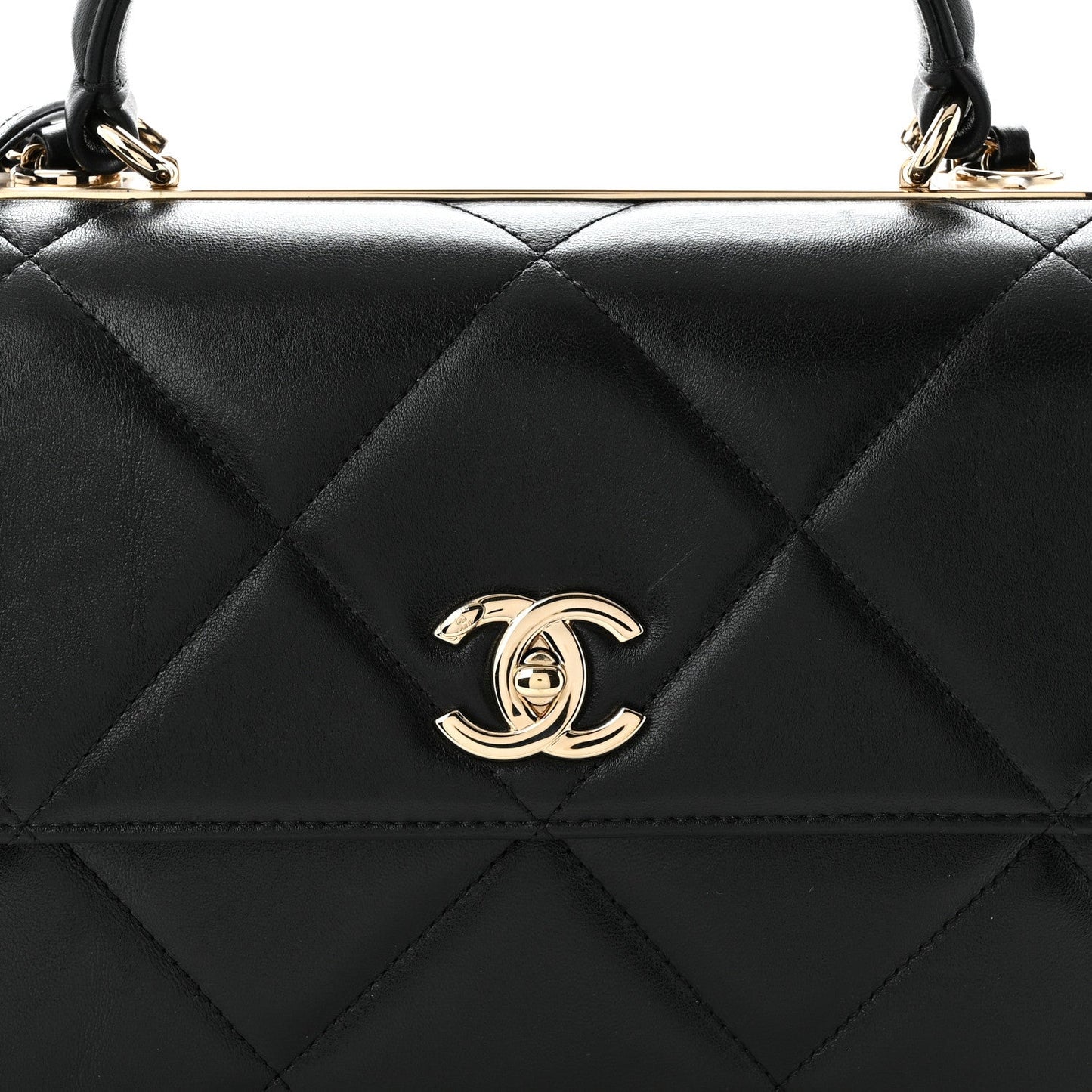 Lambskin Quilted Medium Trendy CC Flap Dual Handle Bag Black