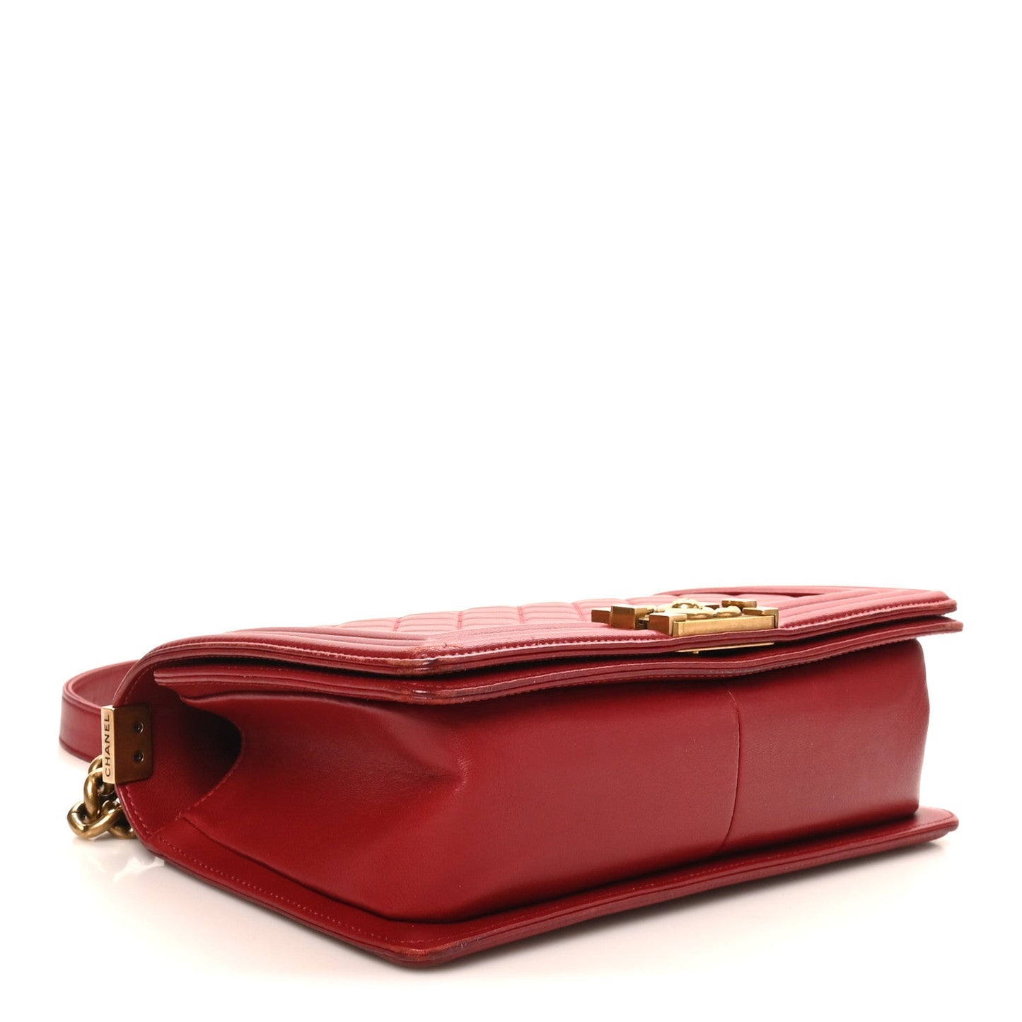 Lambskin Quilted Medium Boy Flap Dark Red