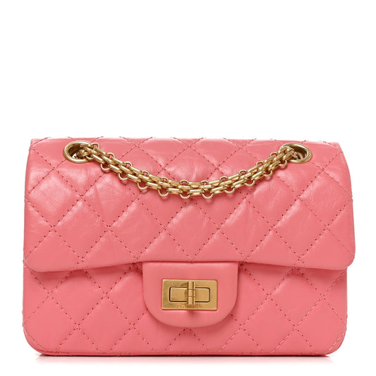 Aged Calfskin Quilted 2.55 Reissue Mini Flap Coral