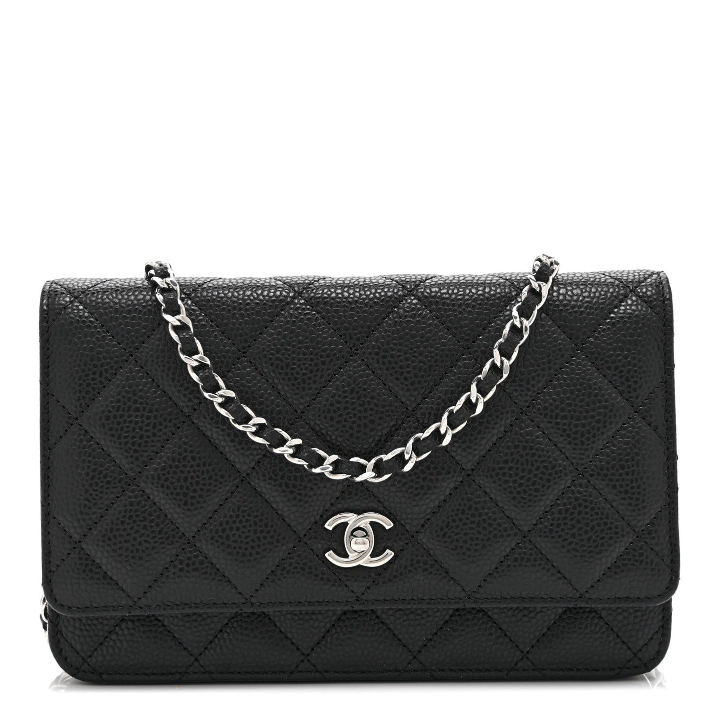 Caviar Quilted CC Turnlock Wallet On Chain WOC Black