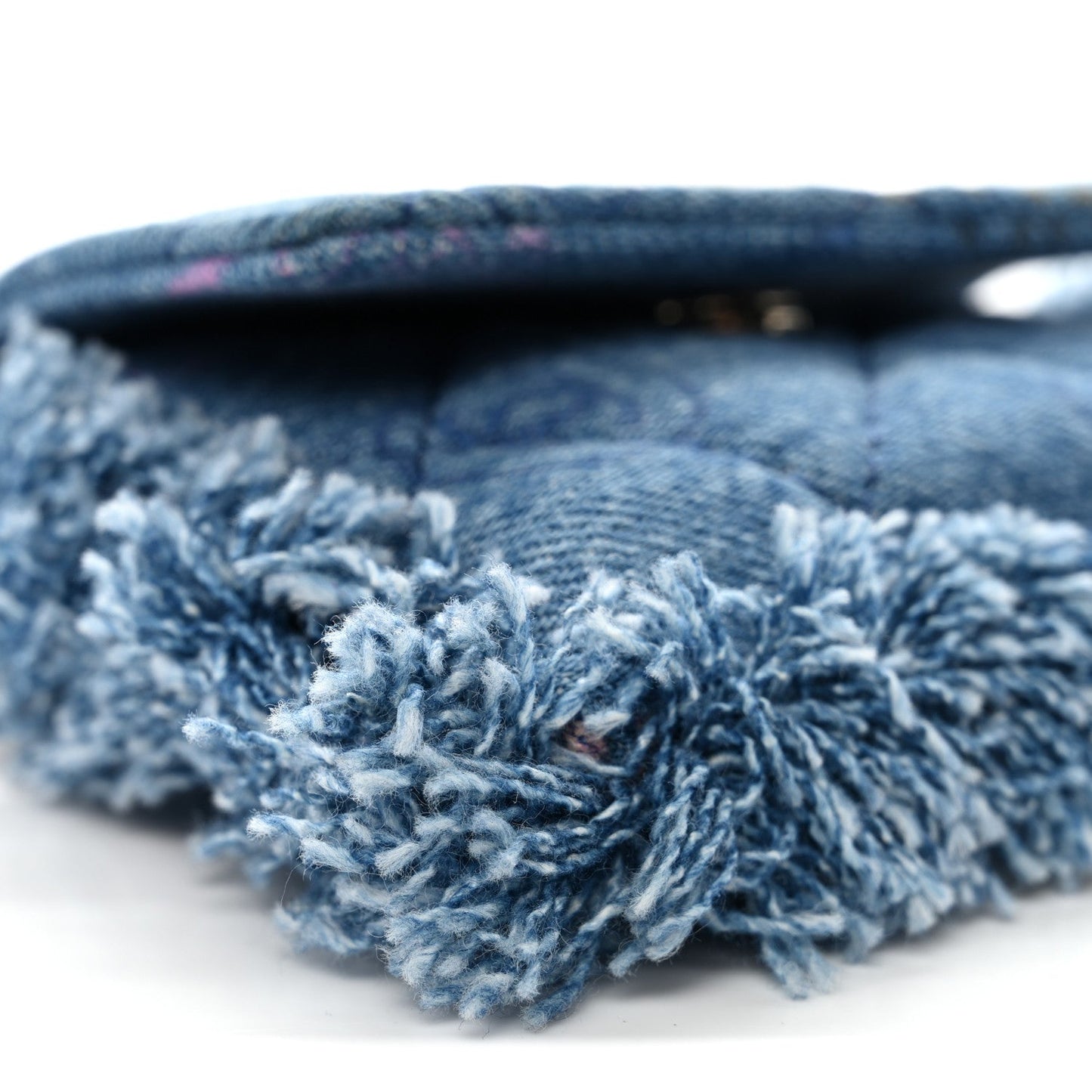 Denim Quilted Denim Mood Clutch With Chain Blue Multicolor