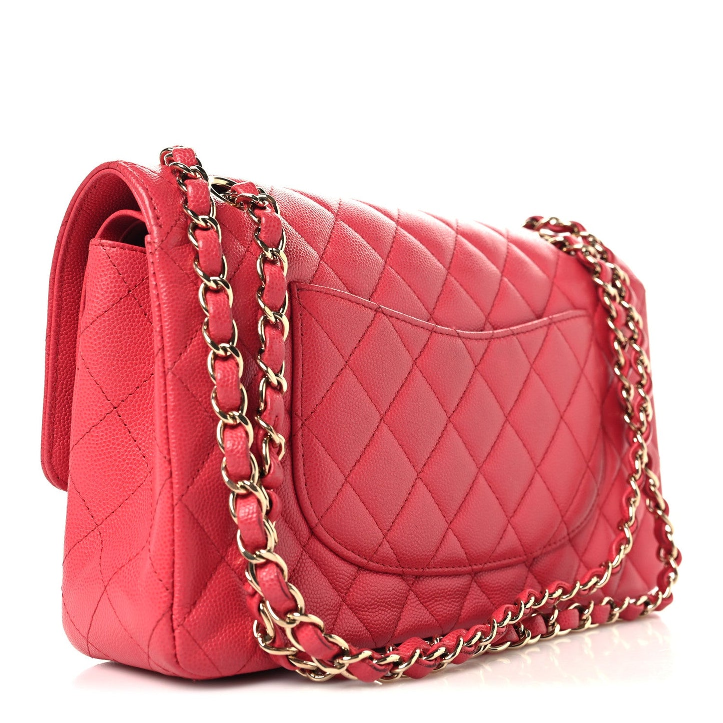 Caviar Quilted Medium Double Flap Red