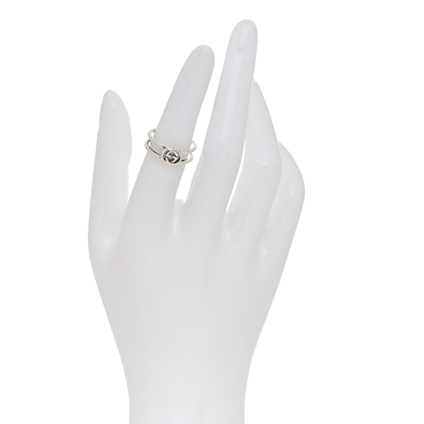 Sterling Silver 6mm Interlocking G Open Band Ring 50 5.25