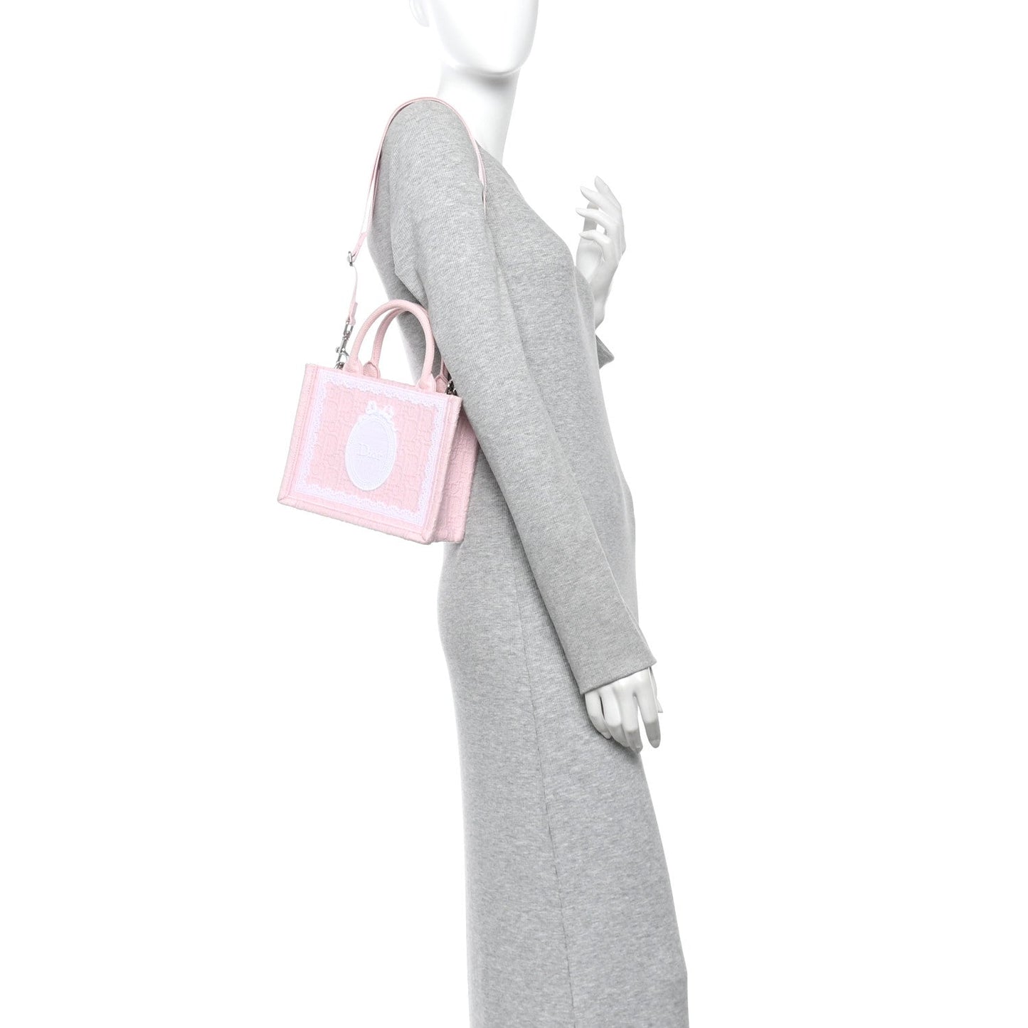 Cotton Toile De Jouy Oblique Embroidered Dior Medaillon Mini Book Tote With Strap Soupir Pink White