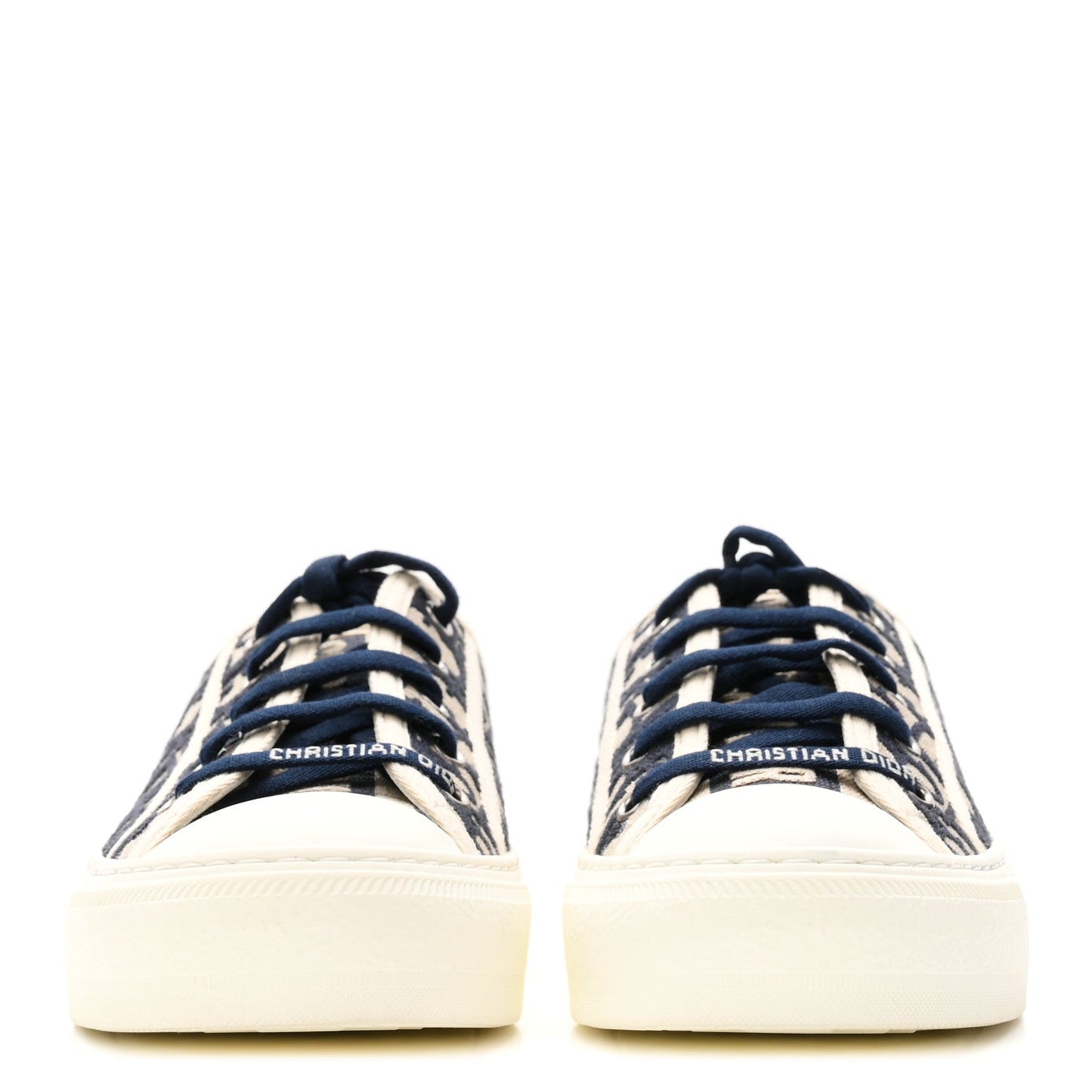 Canvas Oblique Walk'N'Dior Low Top Platform Sneakers 36.5 Deep Blue