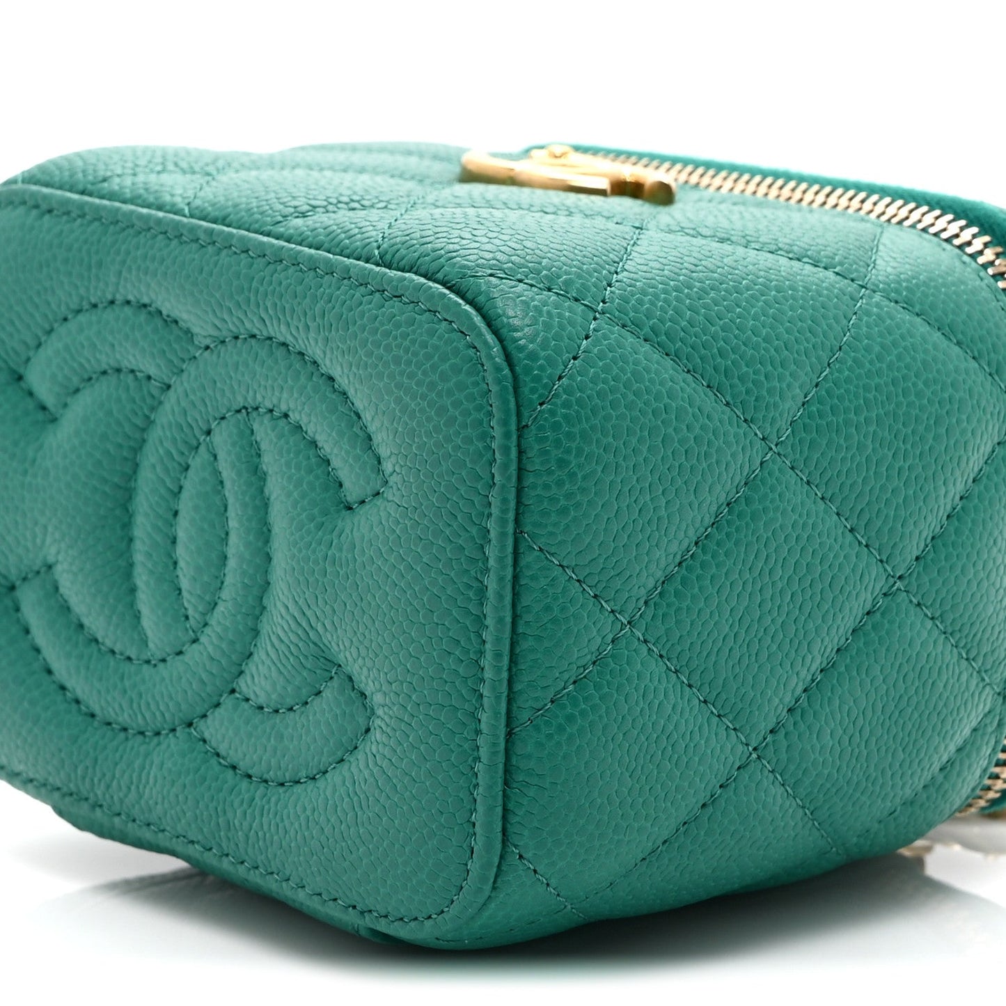 Caviar Quilted Sweetheart Mini Vanity Case Green