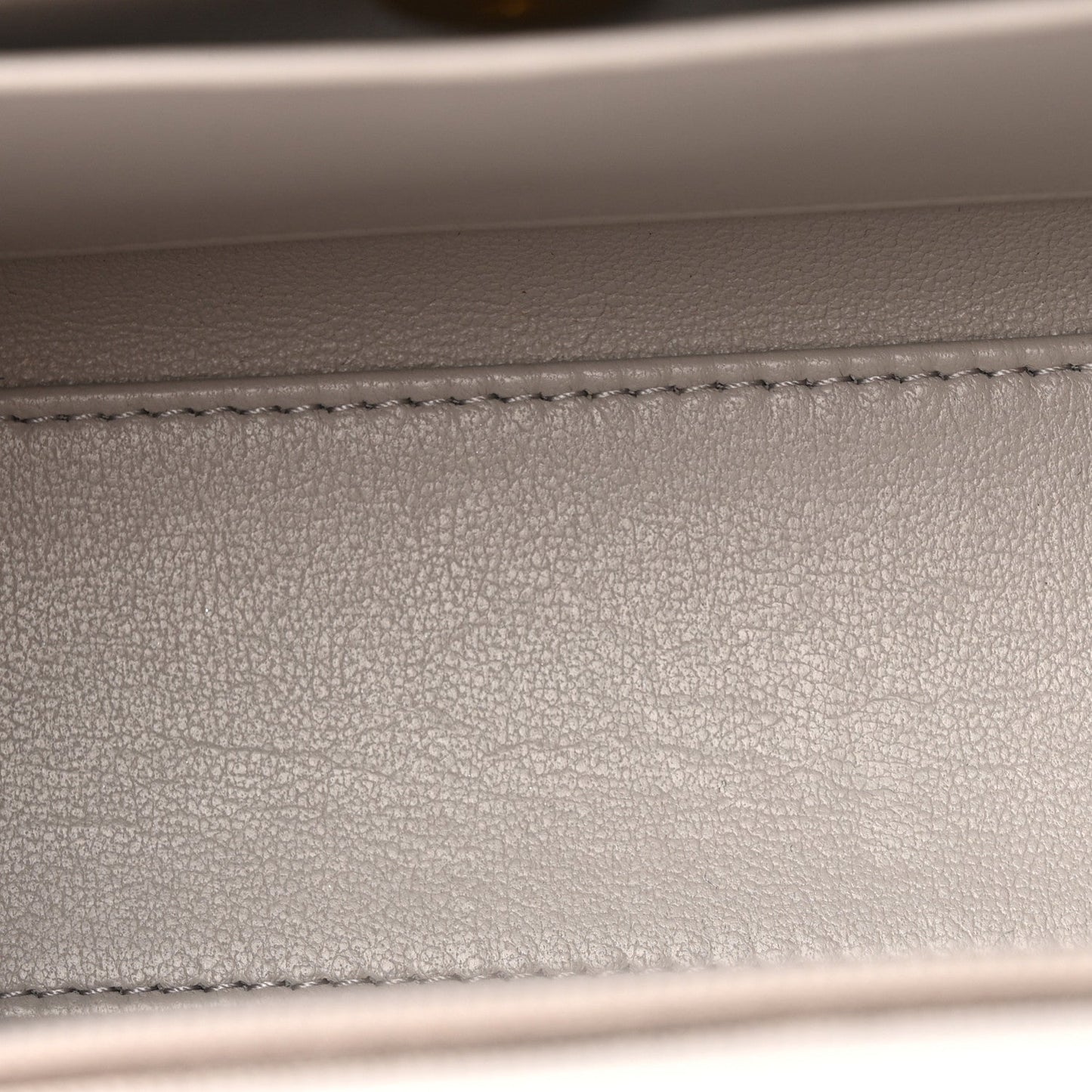 Shiny Aged Calfskin Quilted Nano Kelly Shopper Light Grey