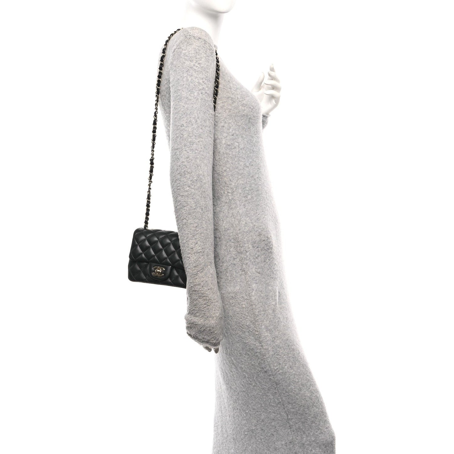 Lambskin Quilted Mini Square Flap Black