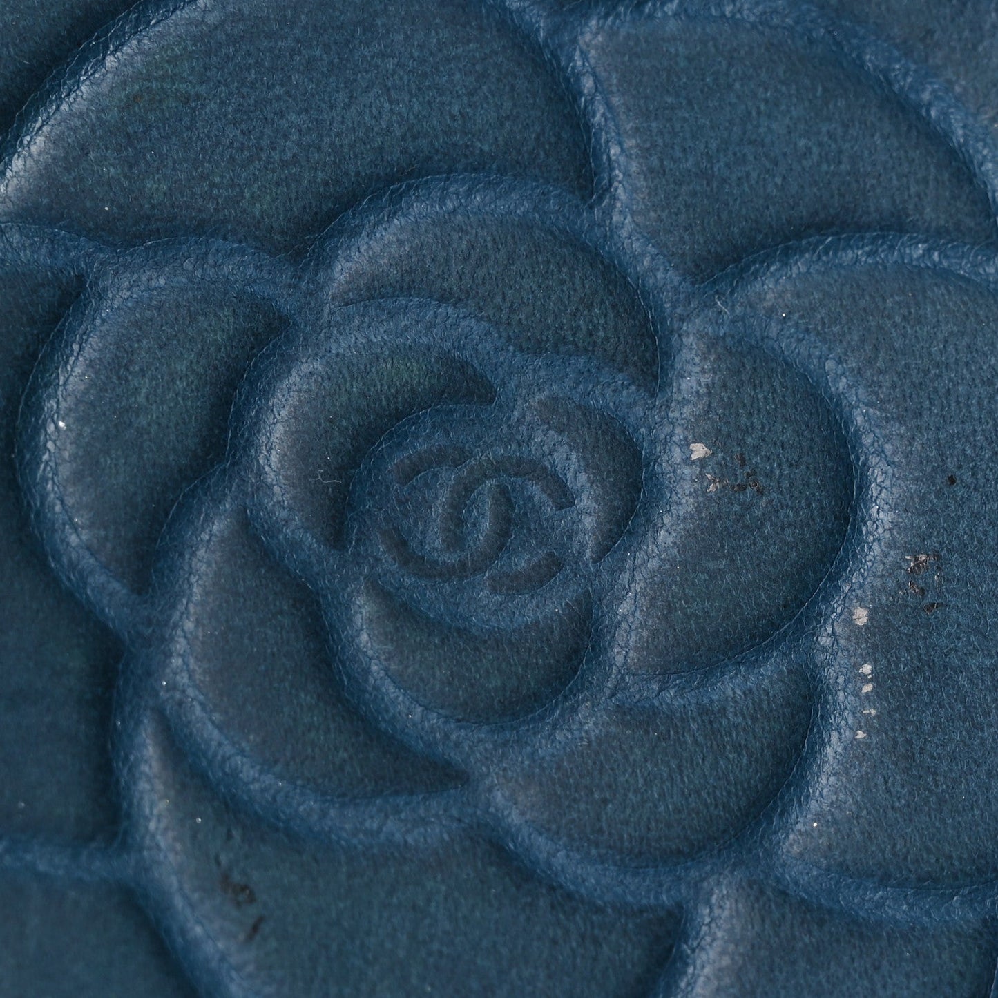 Lambskin Round Camellia CC Coin Purse Navy