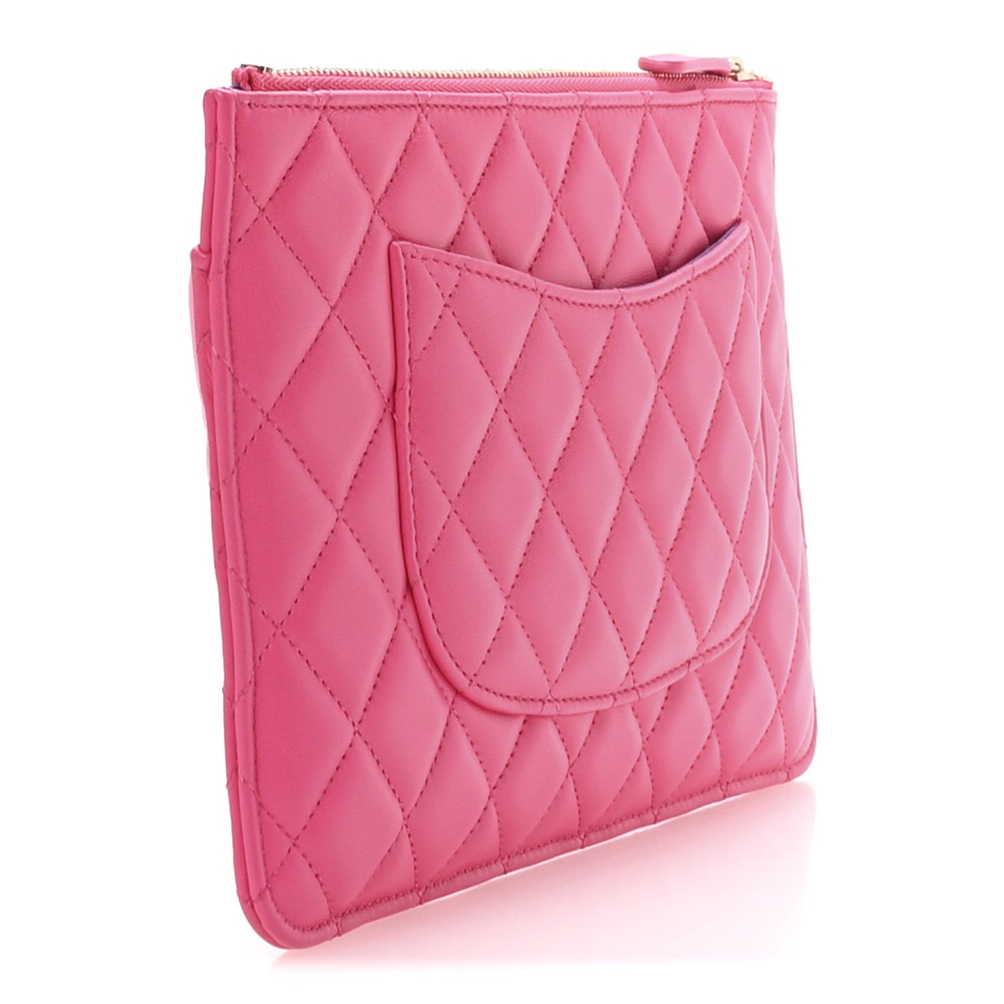 Lambskin Quilted Sunset Boulevard Pouch Case Pink Purple