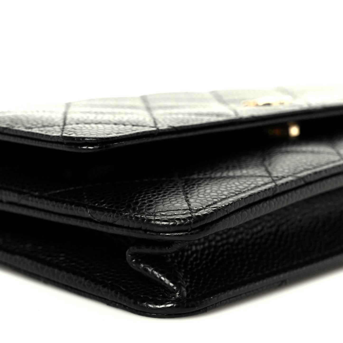 Caviar Quilted Wallet on Chain WOC Black