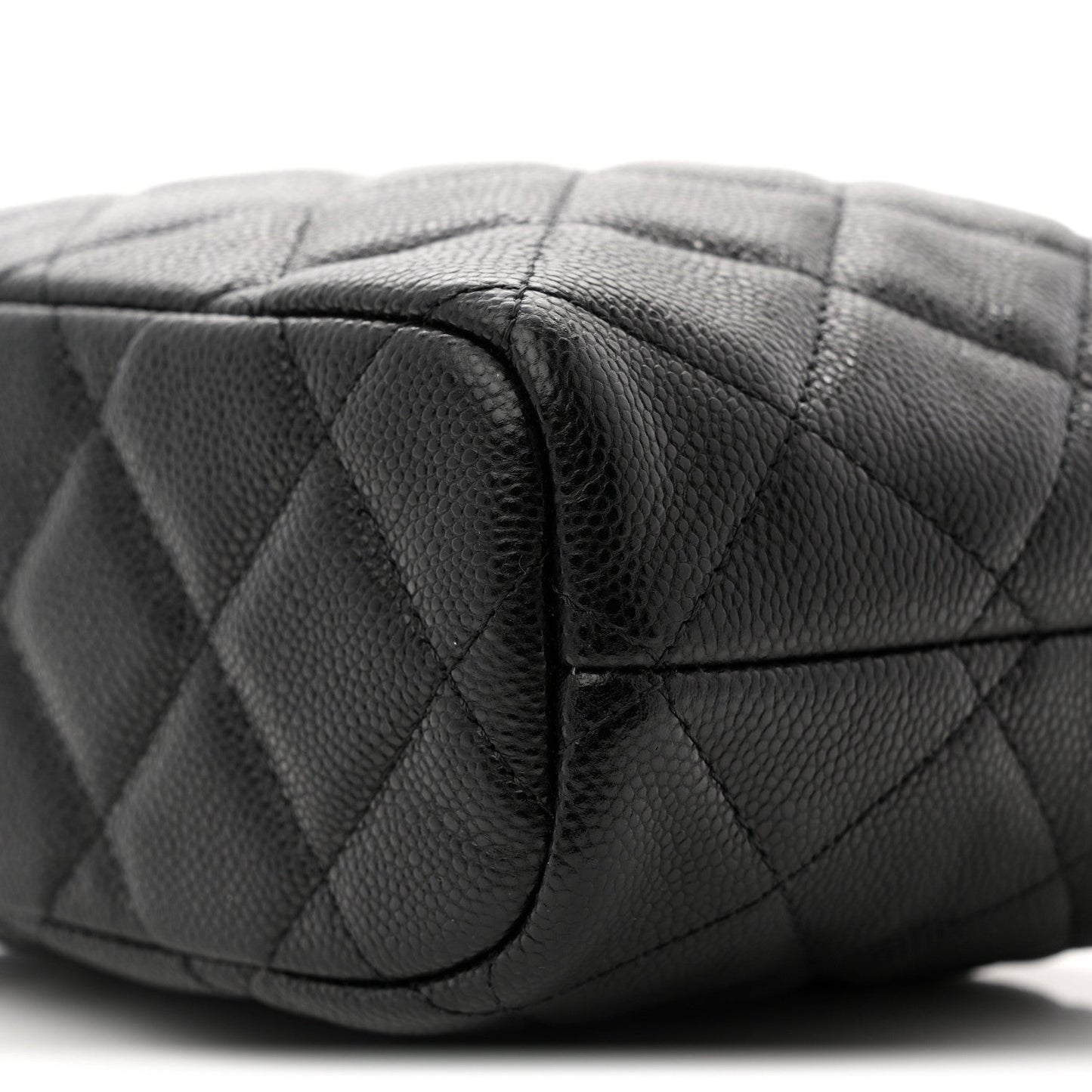 Caviar Quilted Hobo Clutch With Chain  Black