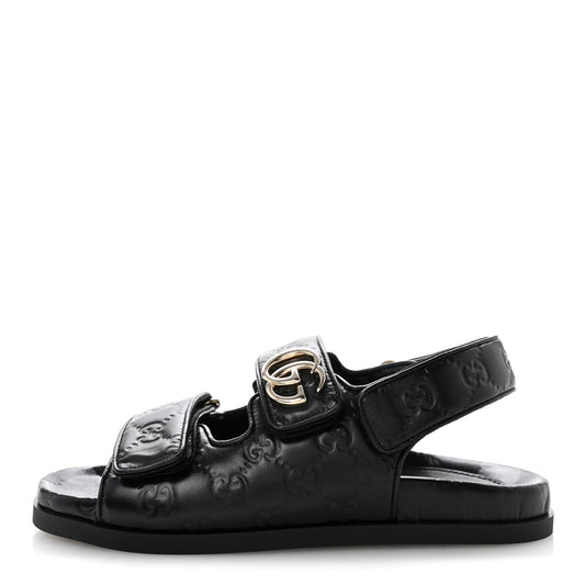 Guccissima GG Embossed Womens Sandals 36.5 Black