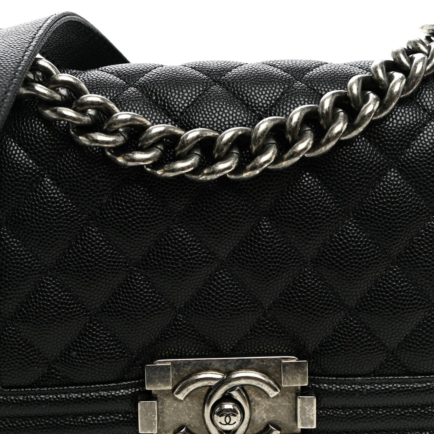Caviar Quilted Small Boy Flap Black