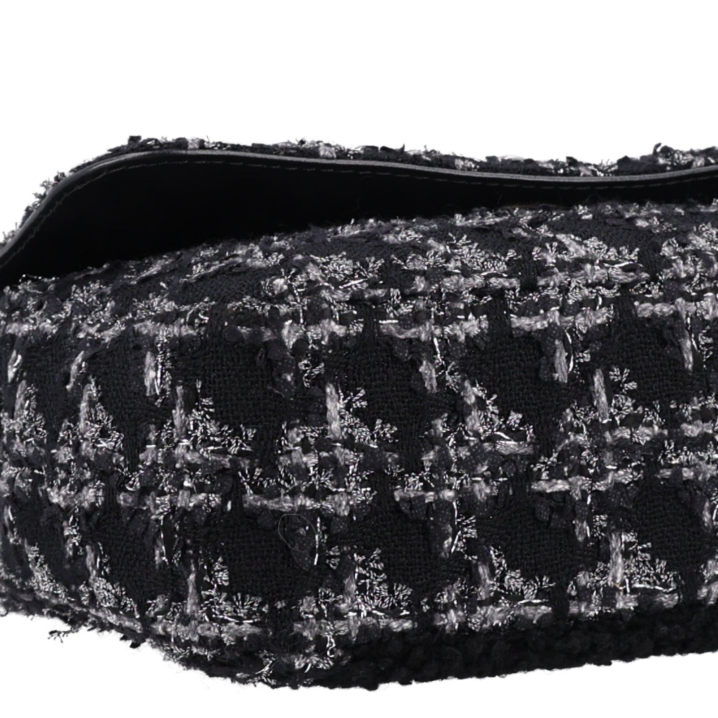 Shearling Tweed Medium Handle Boy Flap Black Grey