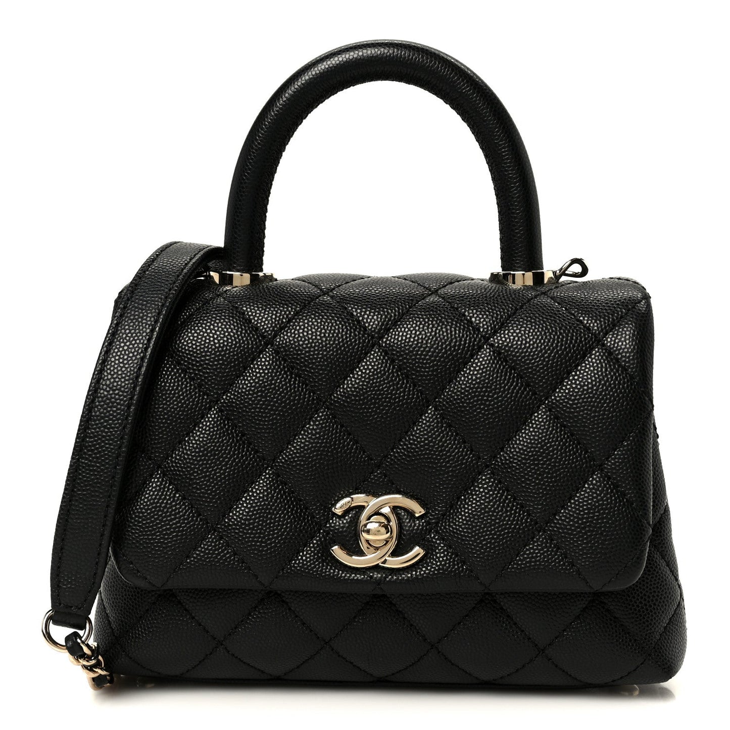Caviar Quilted Extra Mini Coco Handle Flap Black