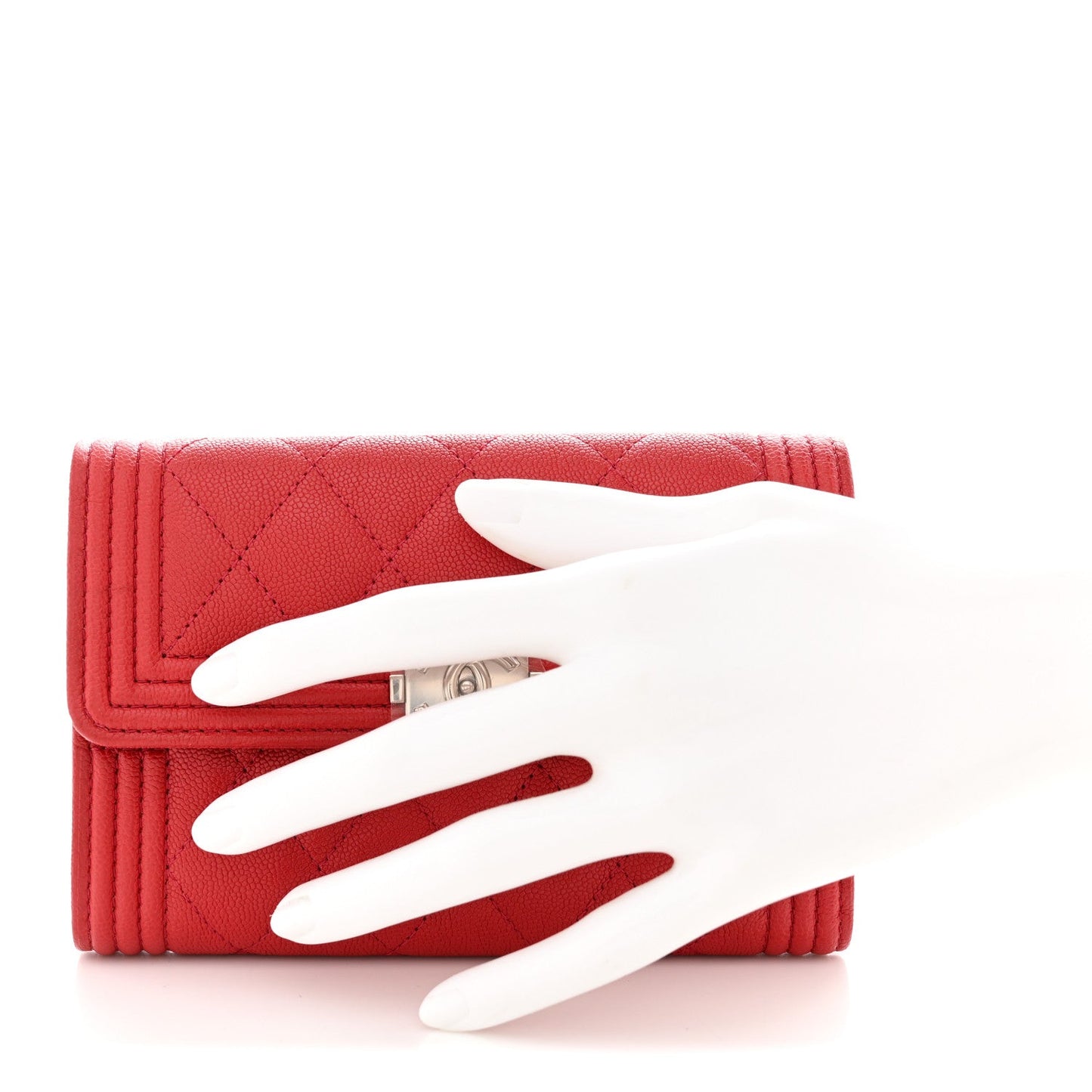 Caviar Quilted Medium Boy Flap Wallet Red