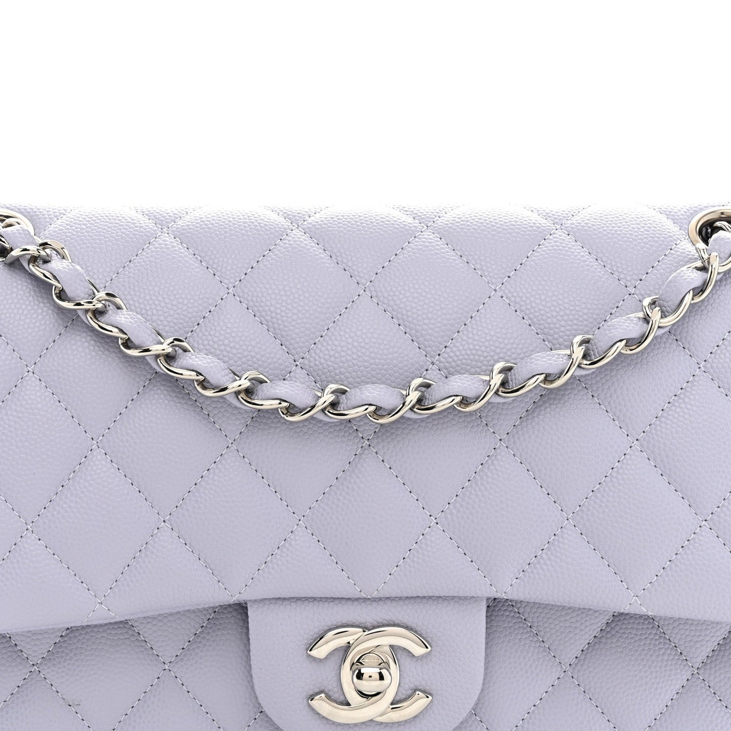 Caviar Quilted Medium Double Flap Light Purple