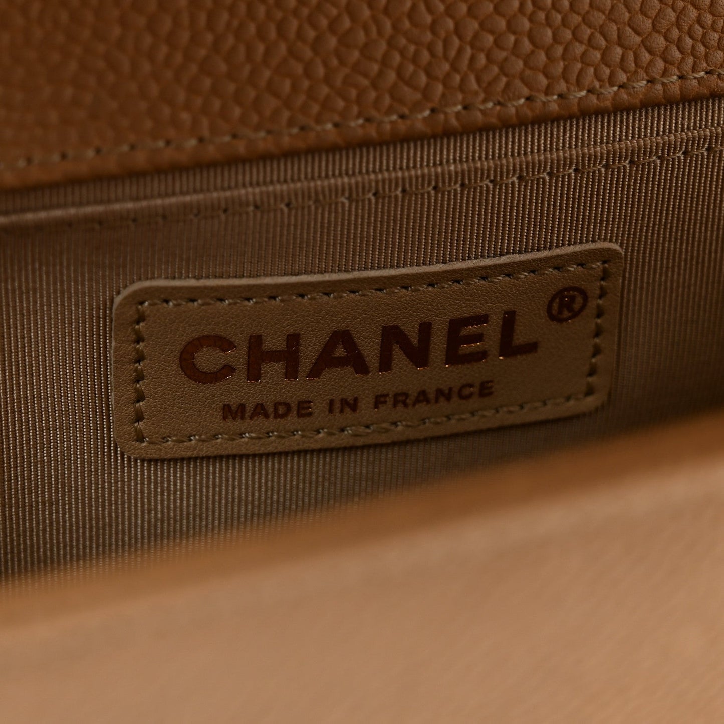 Calfskin Tweed Medium Boy Flap Dark Beige