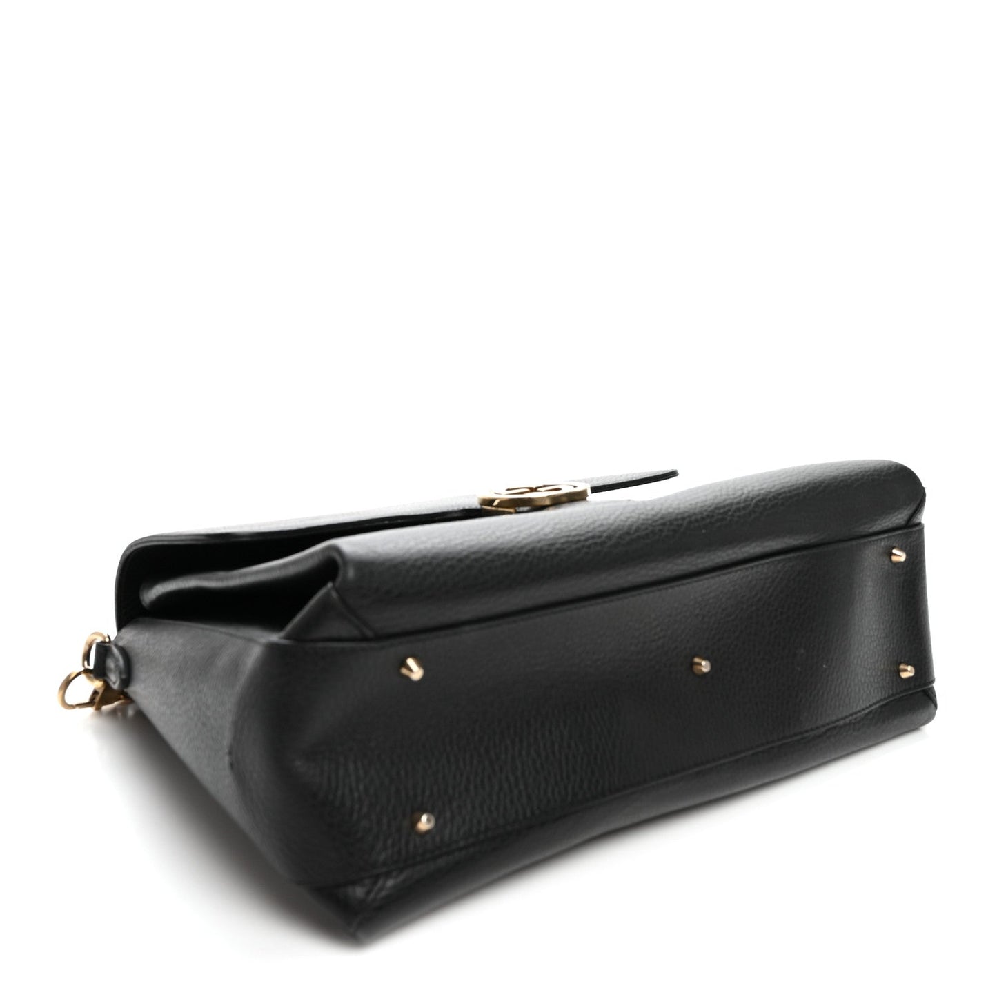 Dollar Calfskin Medium Interlocking G Top Handle Shoulder Bag Black