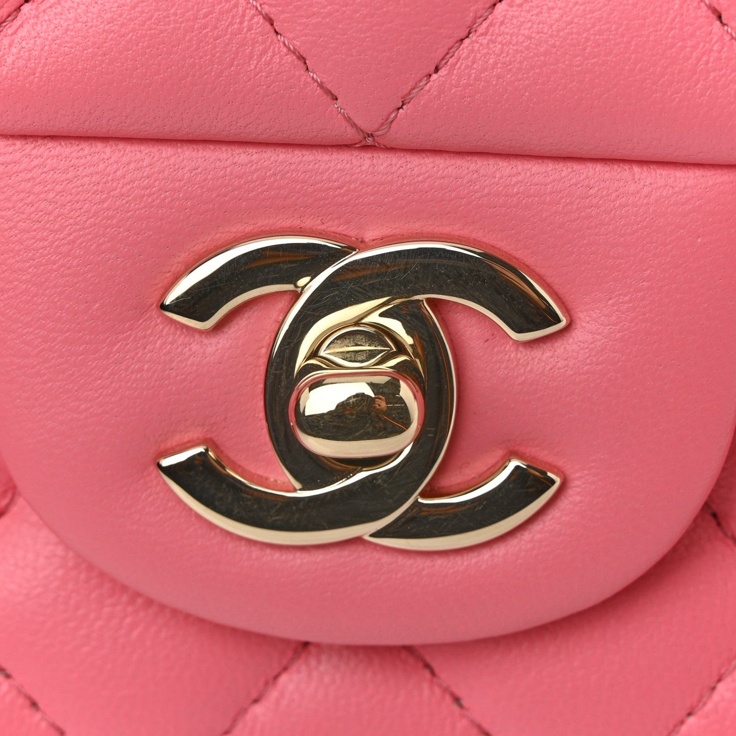 Lambskin Quilted Mini Rectangular Flap Pink