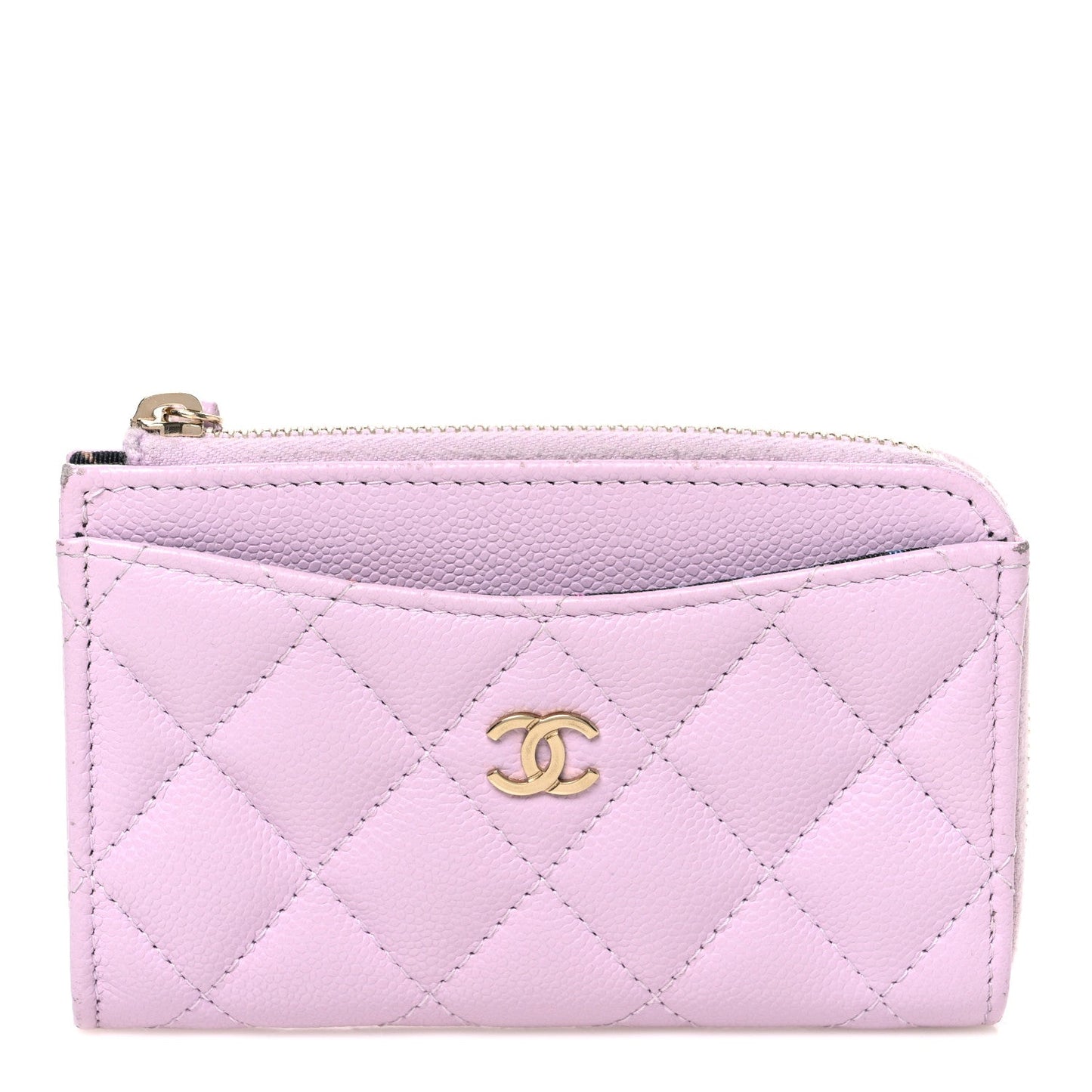 Caviar Quilted CC Zip Around Card Holder Light Pink Light Pink