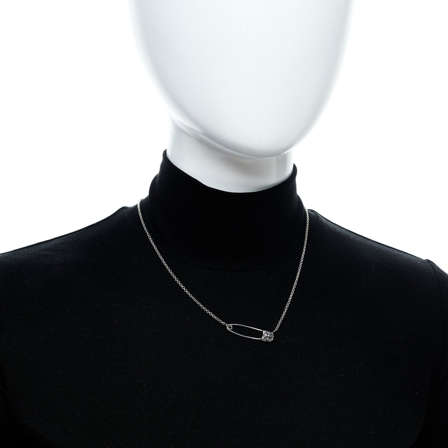 Sterling Silver Safety Pin Pendant Necklace