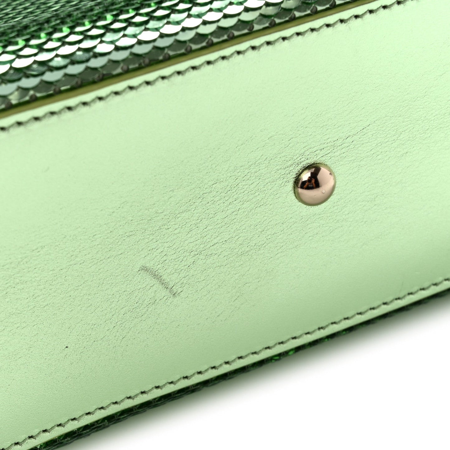 Metallic Calfskin Sequin Mini Diana Tote Bag Green