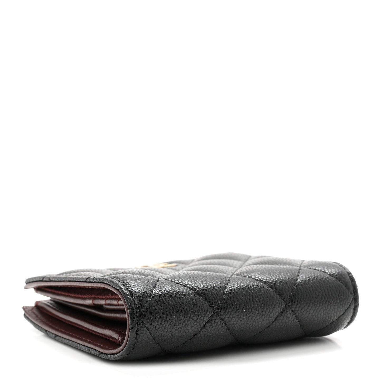Caviar Quilted Compact Bifold Wallet Black